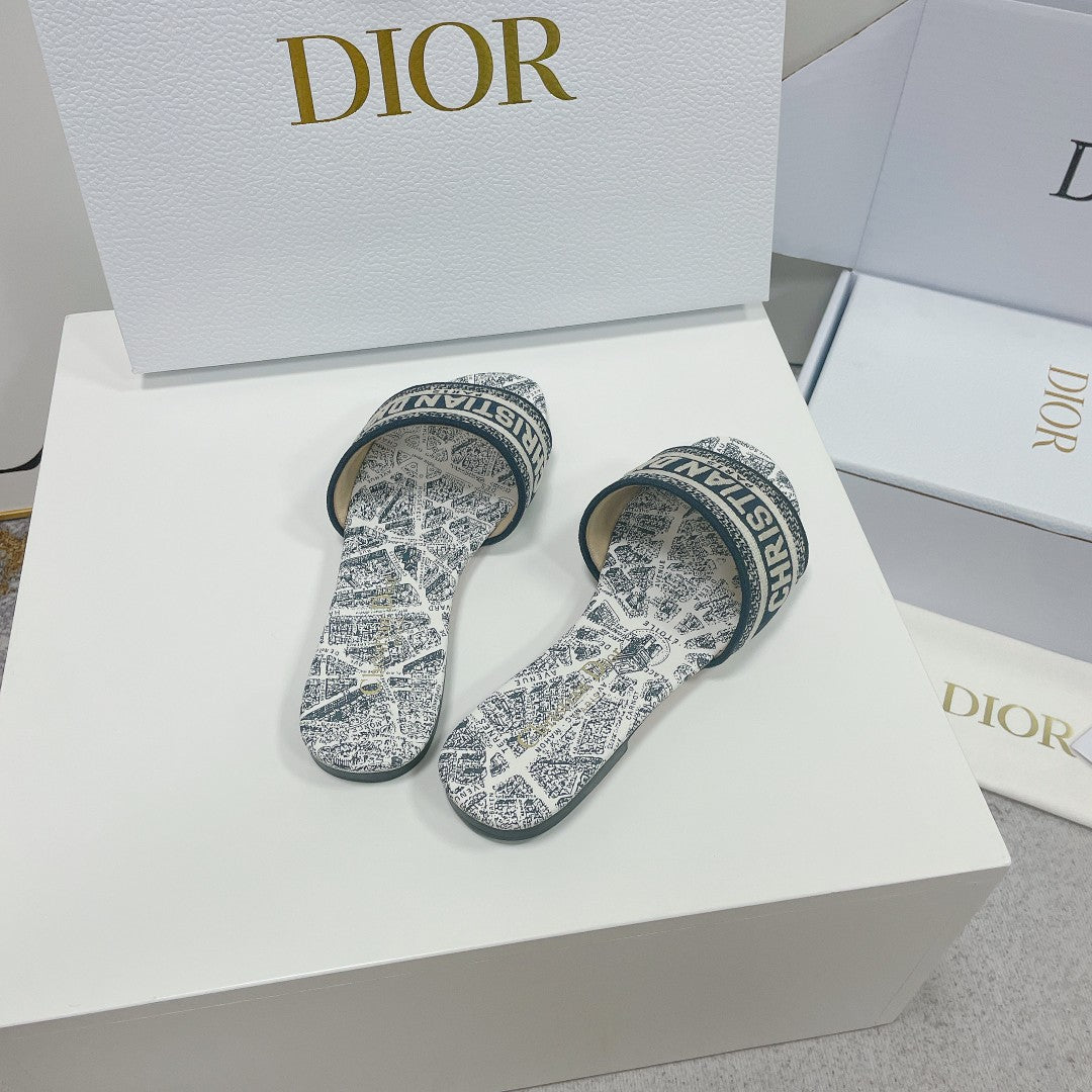 DIOR Mule Dway Slide 10mm Multi Motifs Style 3