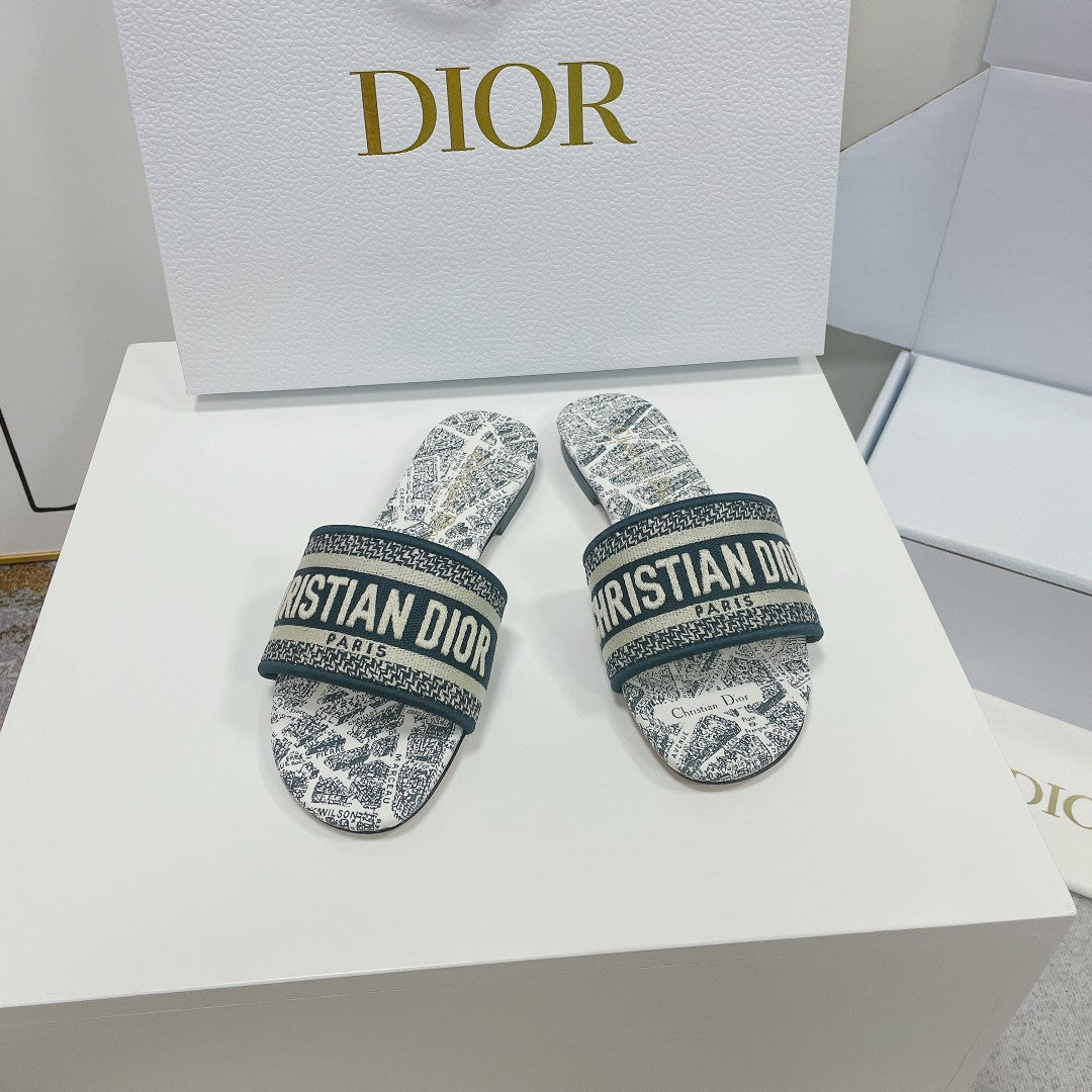 DIOR Mule Dway Slide 10mm Multi Motifs Style 3