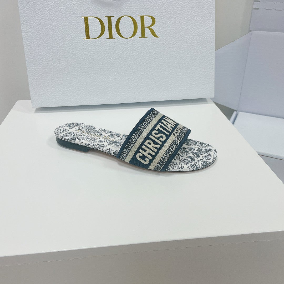 DIOR Mule Dway Slide 10mm Multi Motifs Style 3