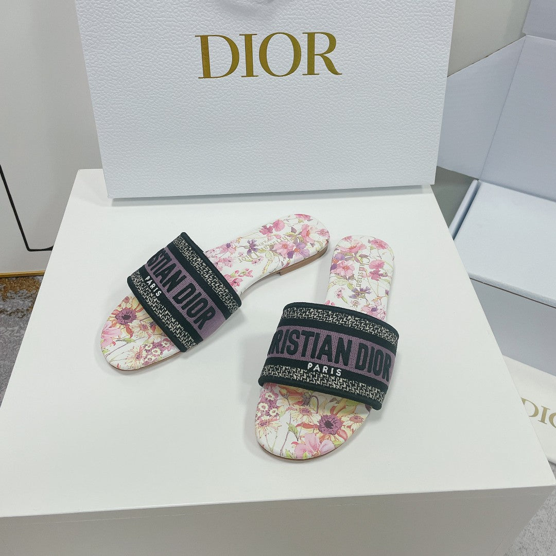 DIOR Mule Dway Slide 10mm Multi Motifs Style 2