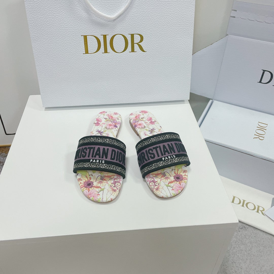DIOR Mule Dway Slide 10mm Multi Motifs Style 2