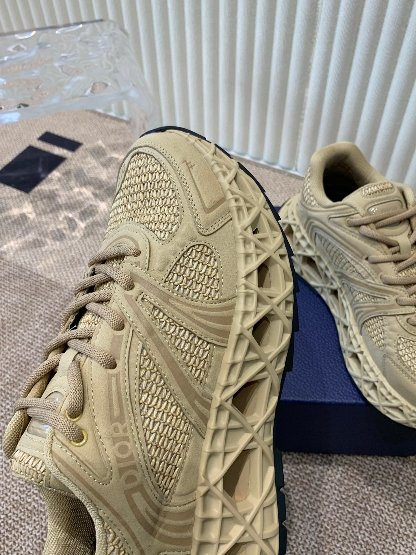 DIOR Sneaker B35 In Dark Beige Suede And Fabric 113125