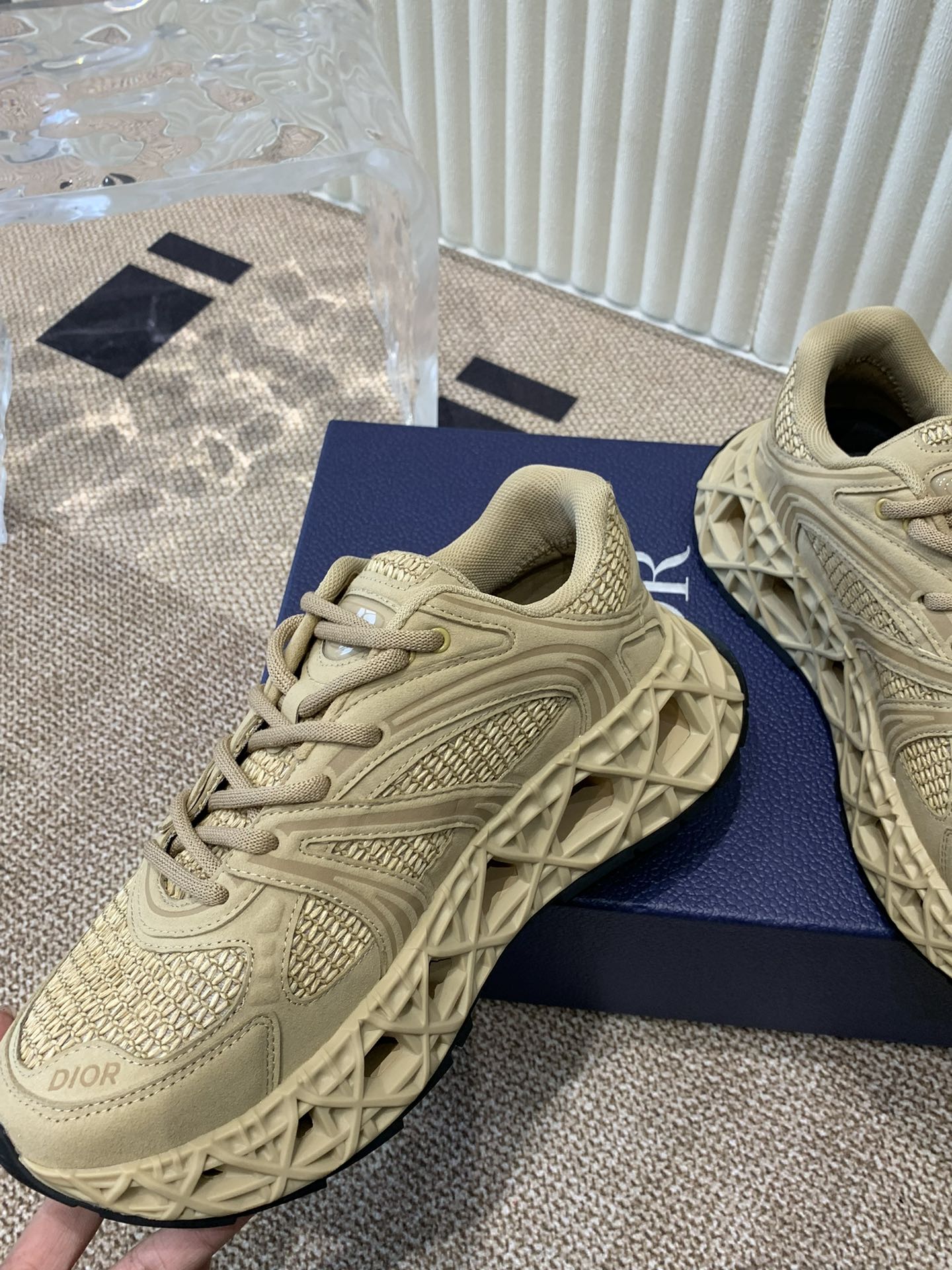 DIOR Sneaker B35 In Dark Beige Suede And Fabric 113125