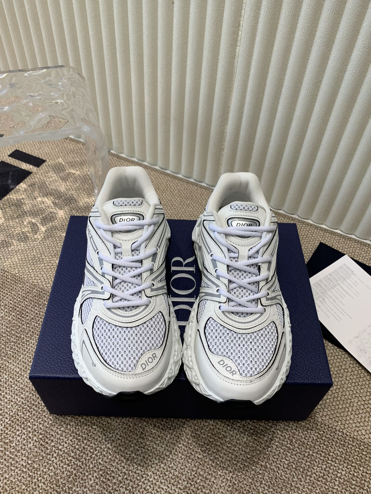 DIOR Sneaker B35 In White Mix Ivory White Calfskin And Fabric 113127