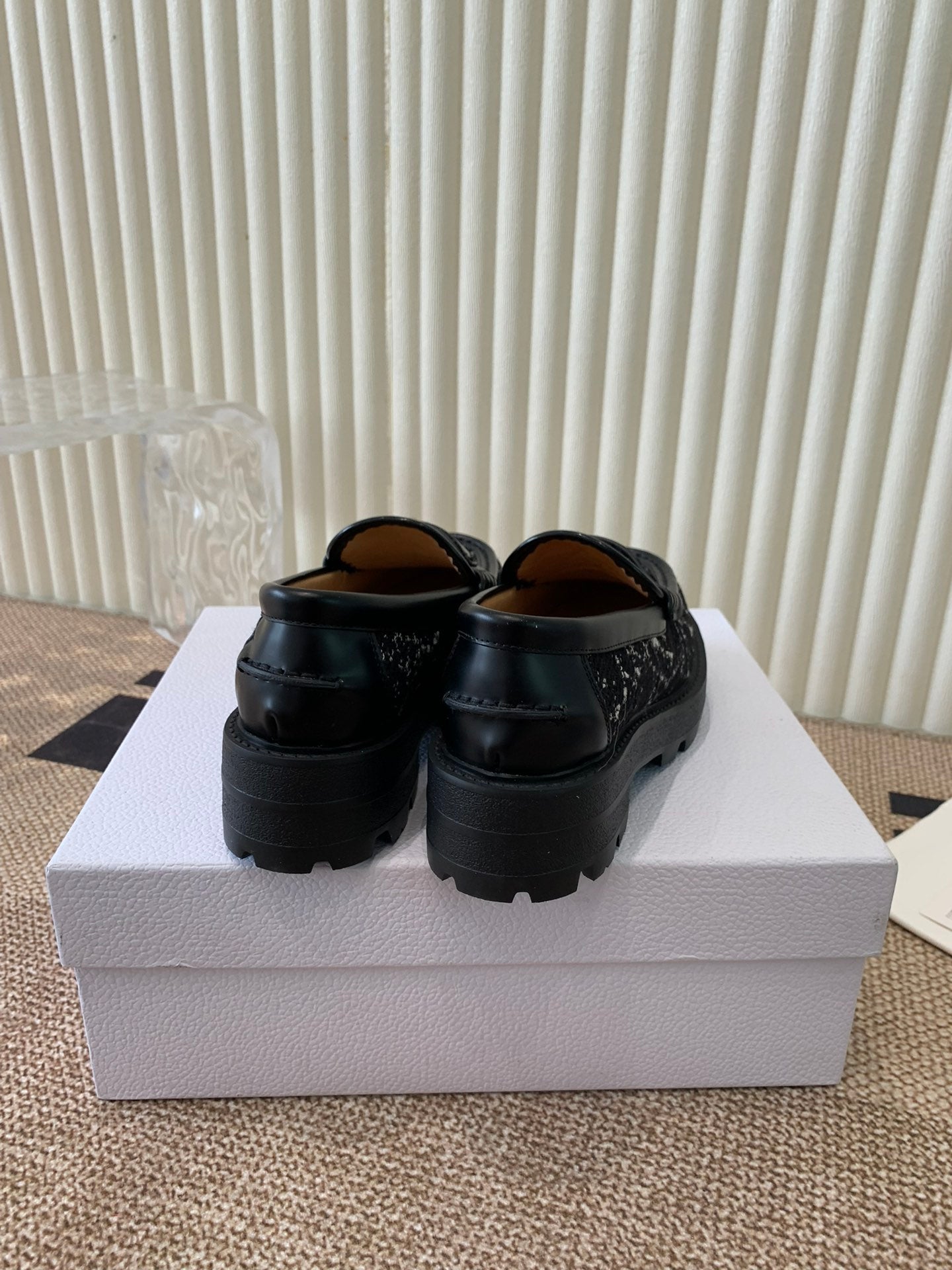 DIOR Boy Platform Loafer In Black Tweed Fabric And Cowhide 113487