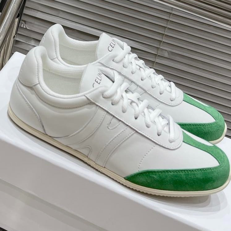 Celine LOW LACE-UP SNEAKER IN CALFSKIN OPTIC WHITE GREEN