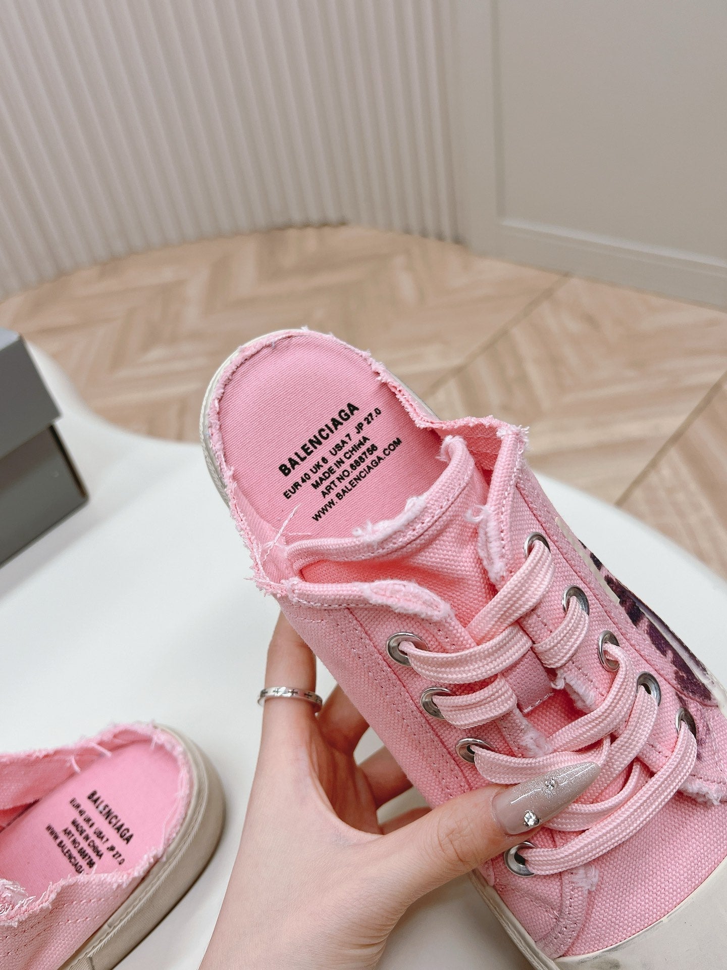 Balanciaga SNEAKER MULES IN PINK CANVAS GRAFFITI LOGO