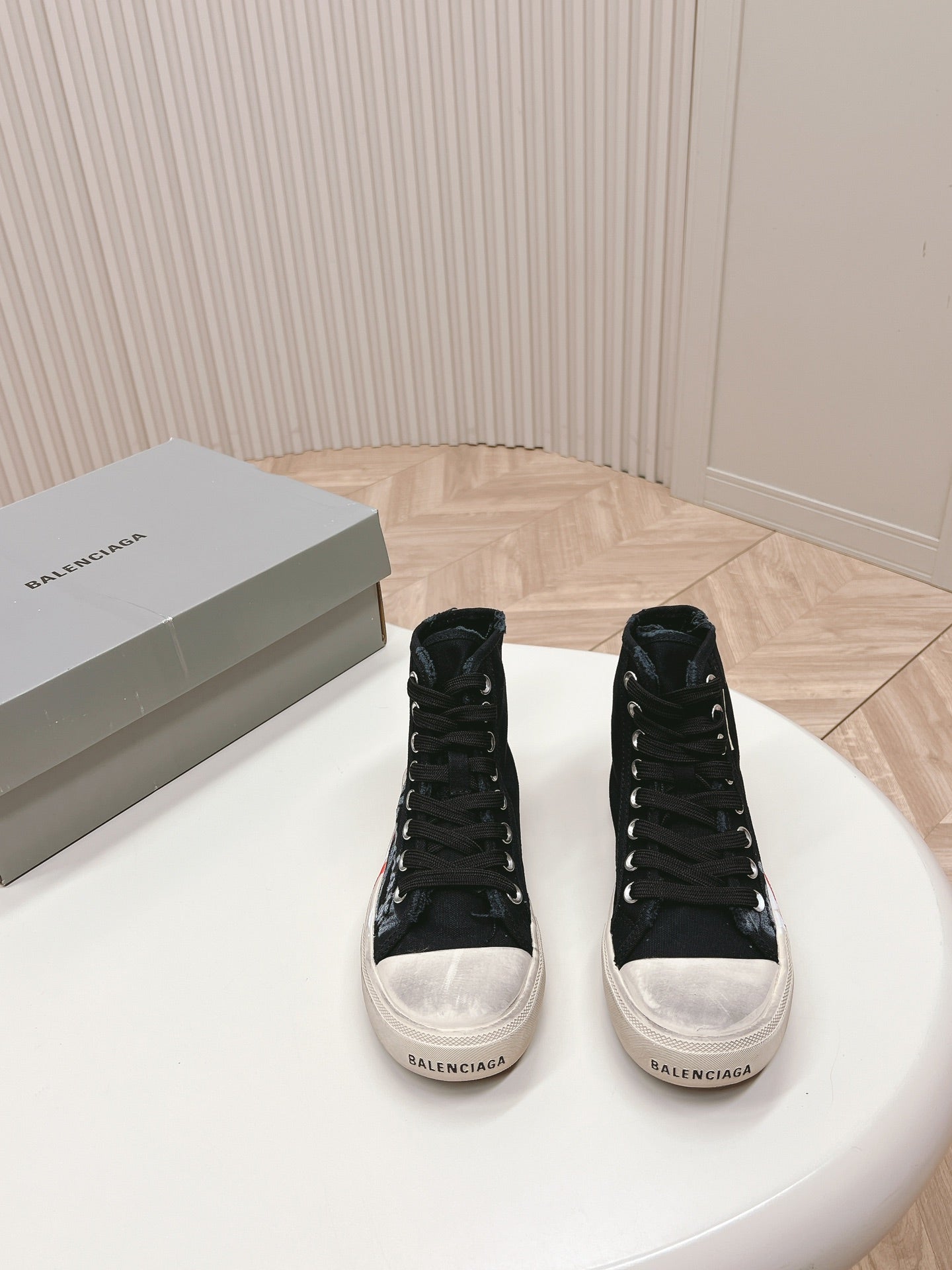 Balanciaga BLACK CANVAS HIGH-TOP SNEAKERS LOGO GRAFFITI