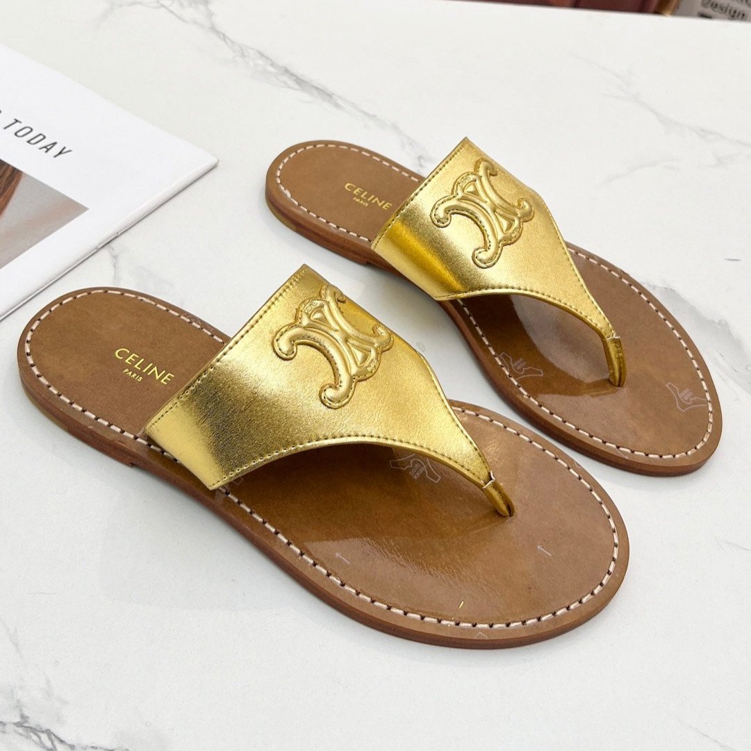 Celine THONG MULE IN GOLD CALFSKIN