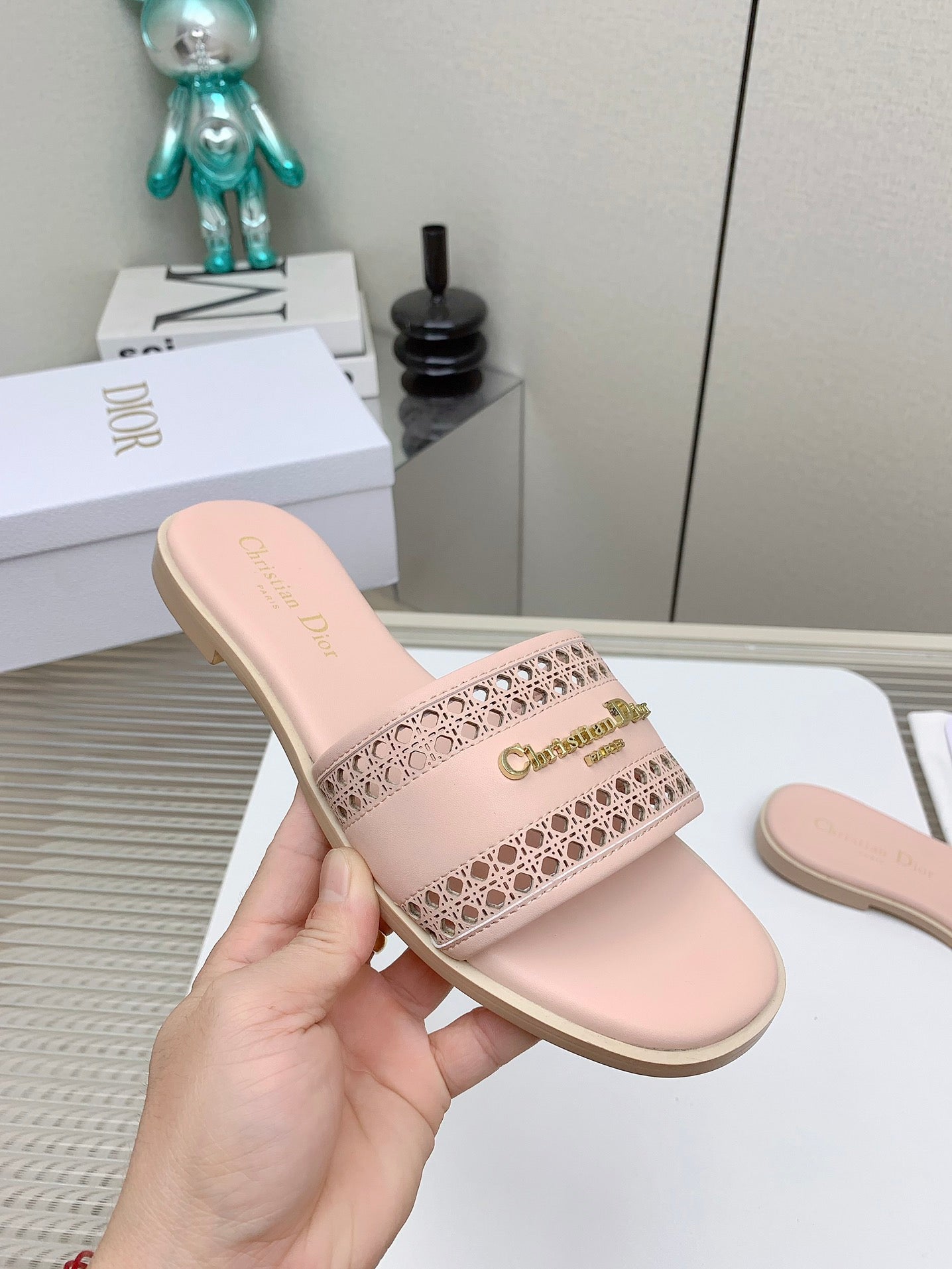 DIOR D-Lane Slide In Light Pink Cowhide 106273