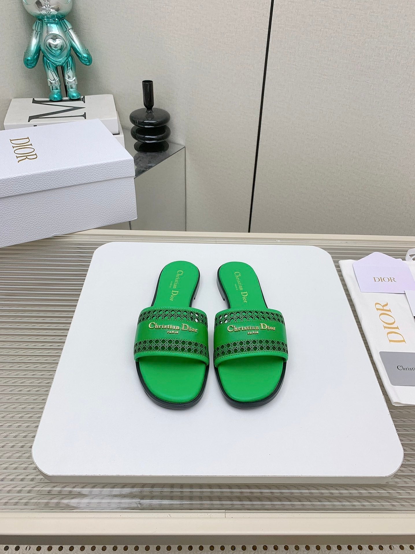 DIOR D-Lane Slide In Green Cowhide 106279