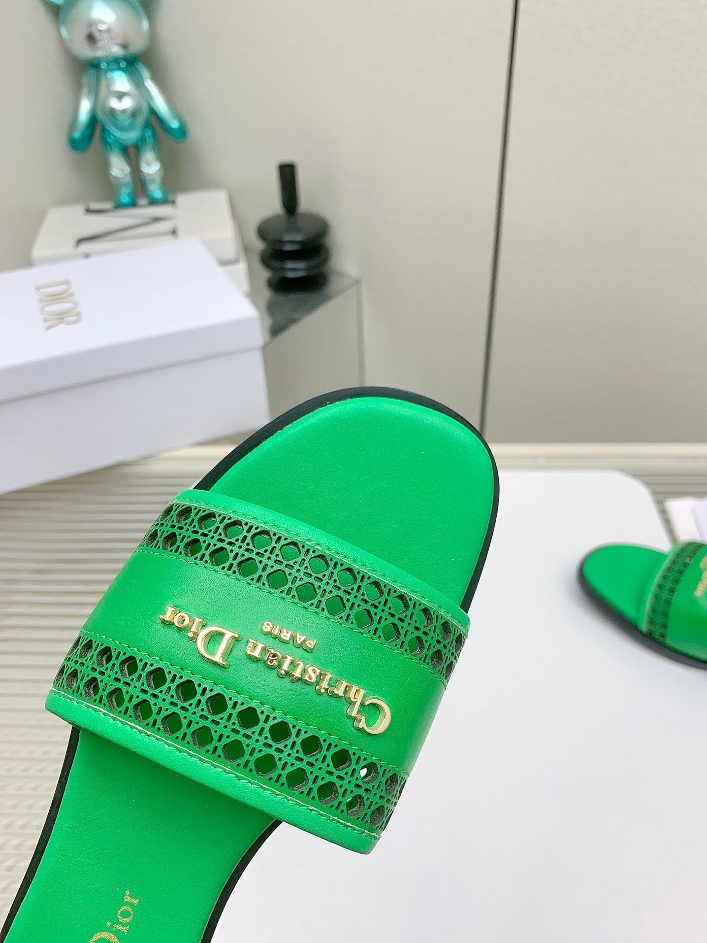 DIOR D-Lane Slide In Green Cowhide 106279