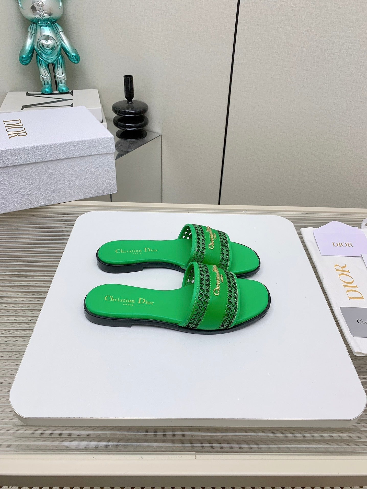DIOR D-Lane Slide In Green Cowhide 106279
