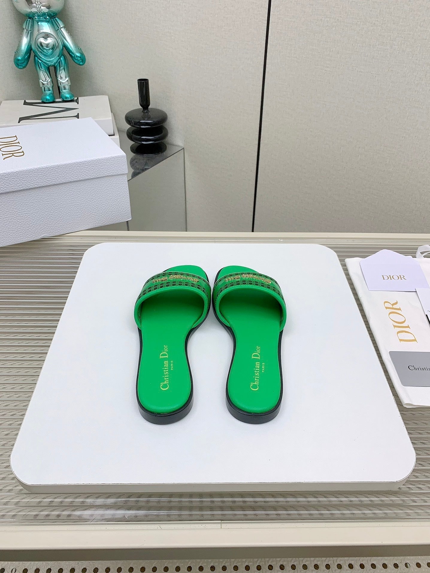 DIOR D-Lane Slide In Green Cowhide 106279