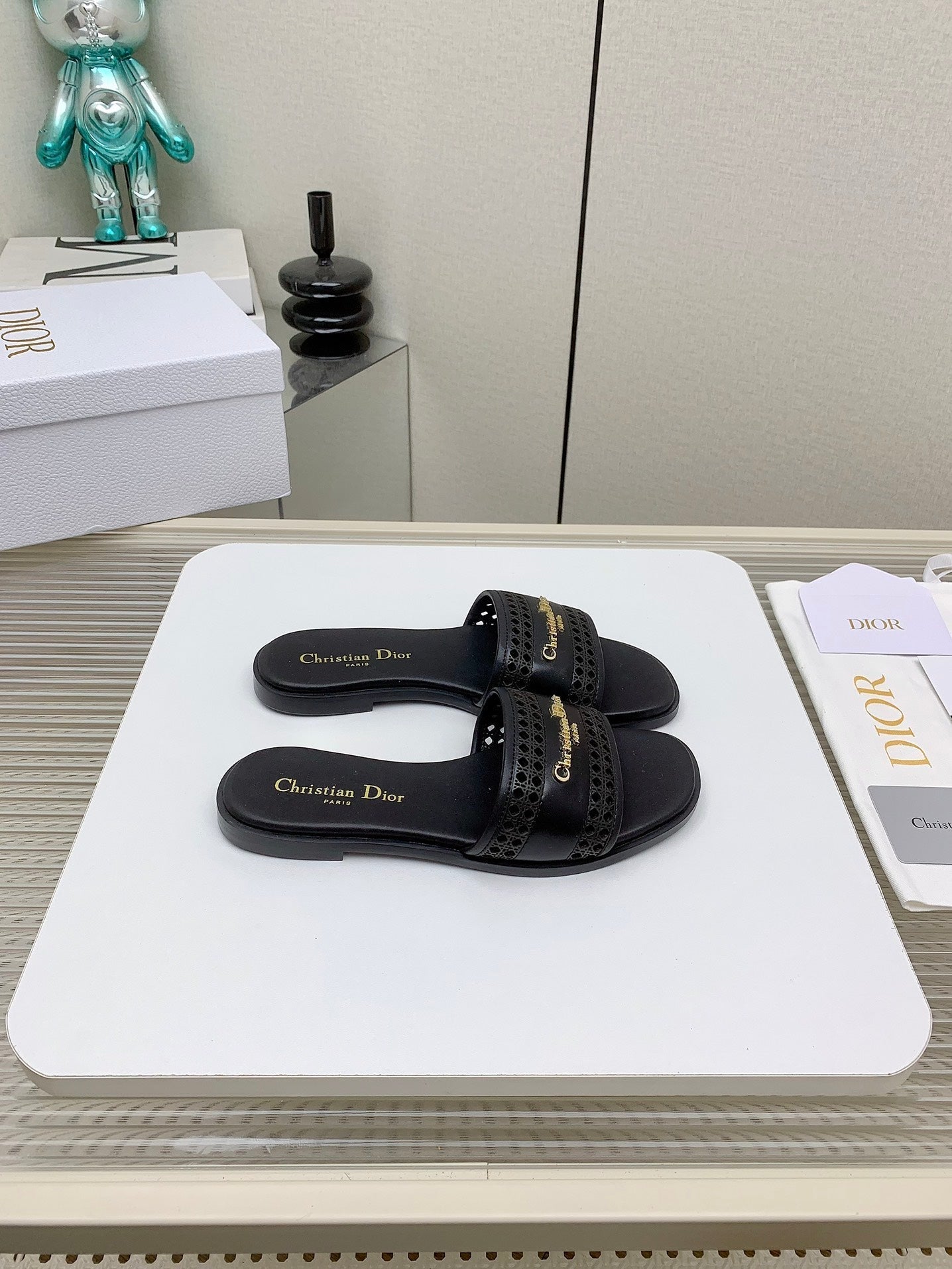 DIOR D-Lane Slide In Black Cowhide 106281