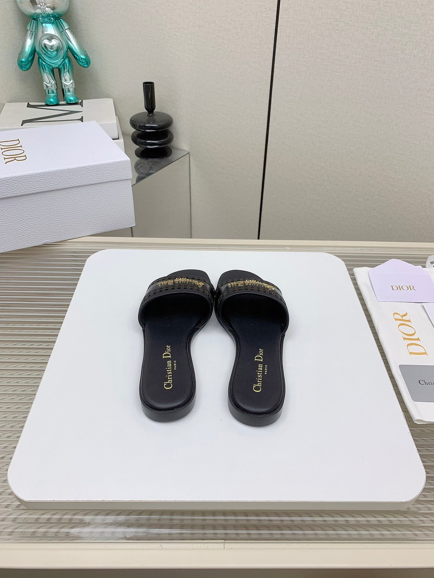 DIOR D-Lane Slide In Black Cowhide 106281
