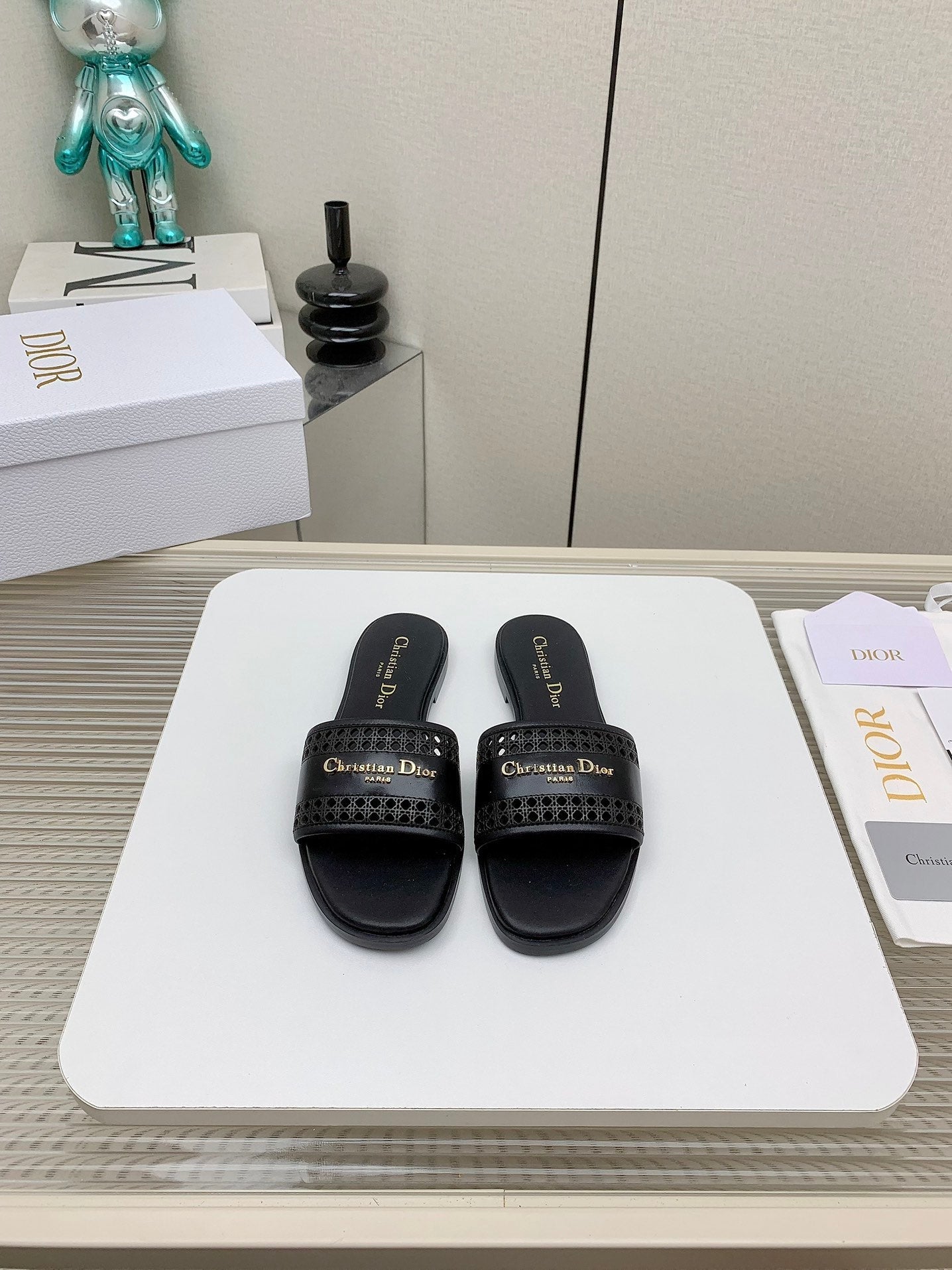 DIOR D-Lane Slide In Black Cowhide 106281