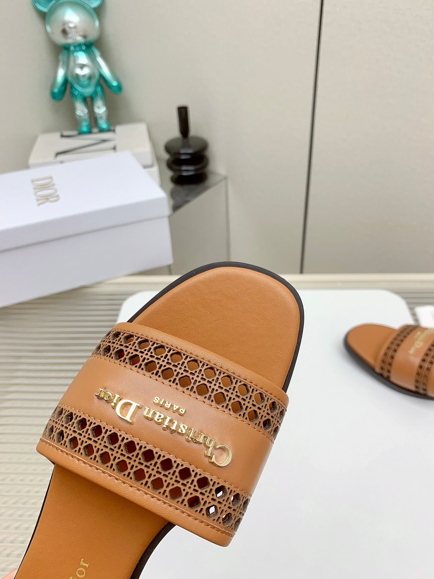 DIOR D-Lane Slide In Brown Cowhide 106283