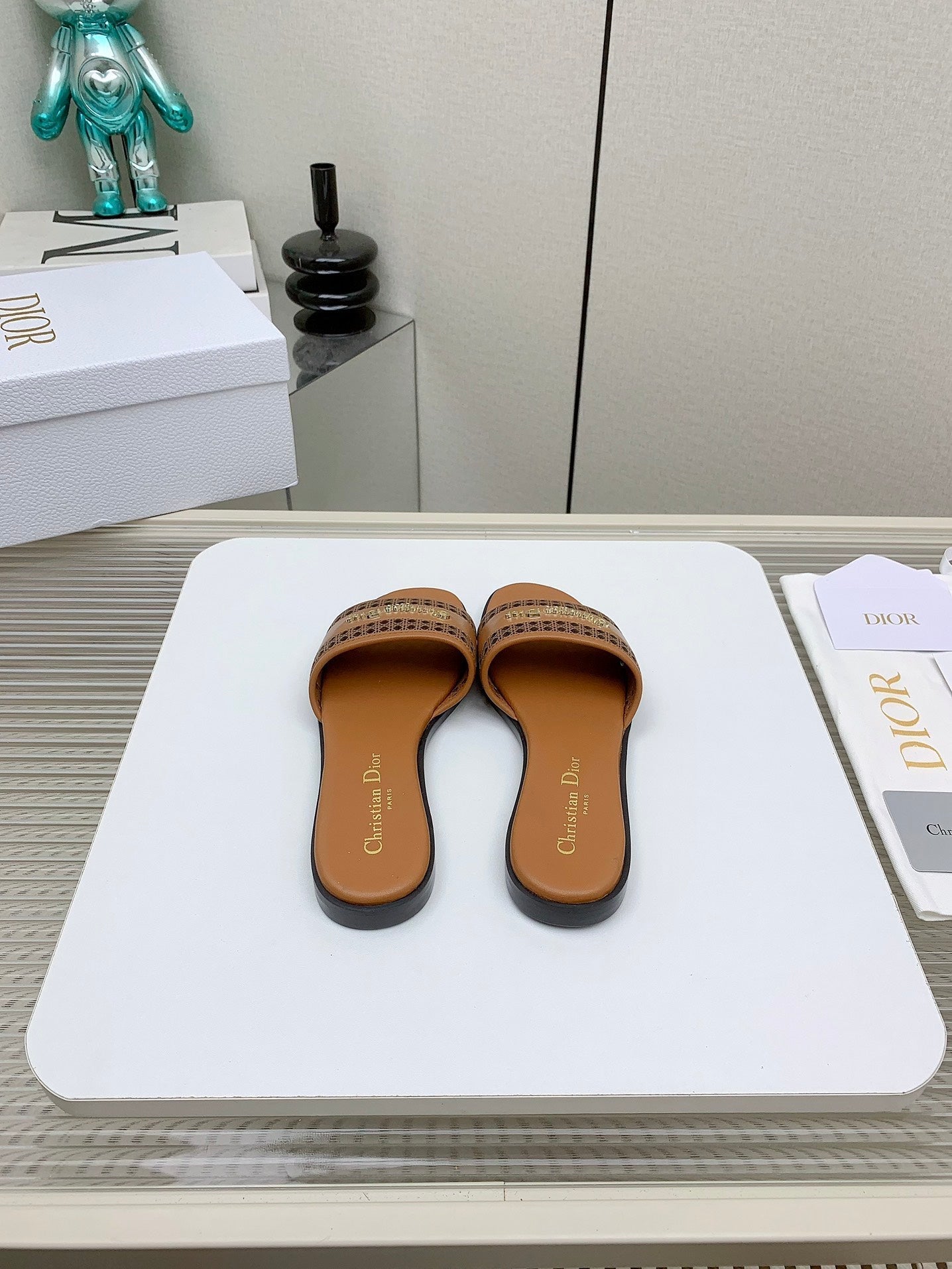 DIOR D-Lane Slide In Brown Cowhide 106283