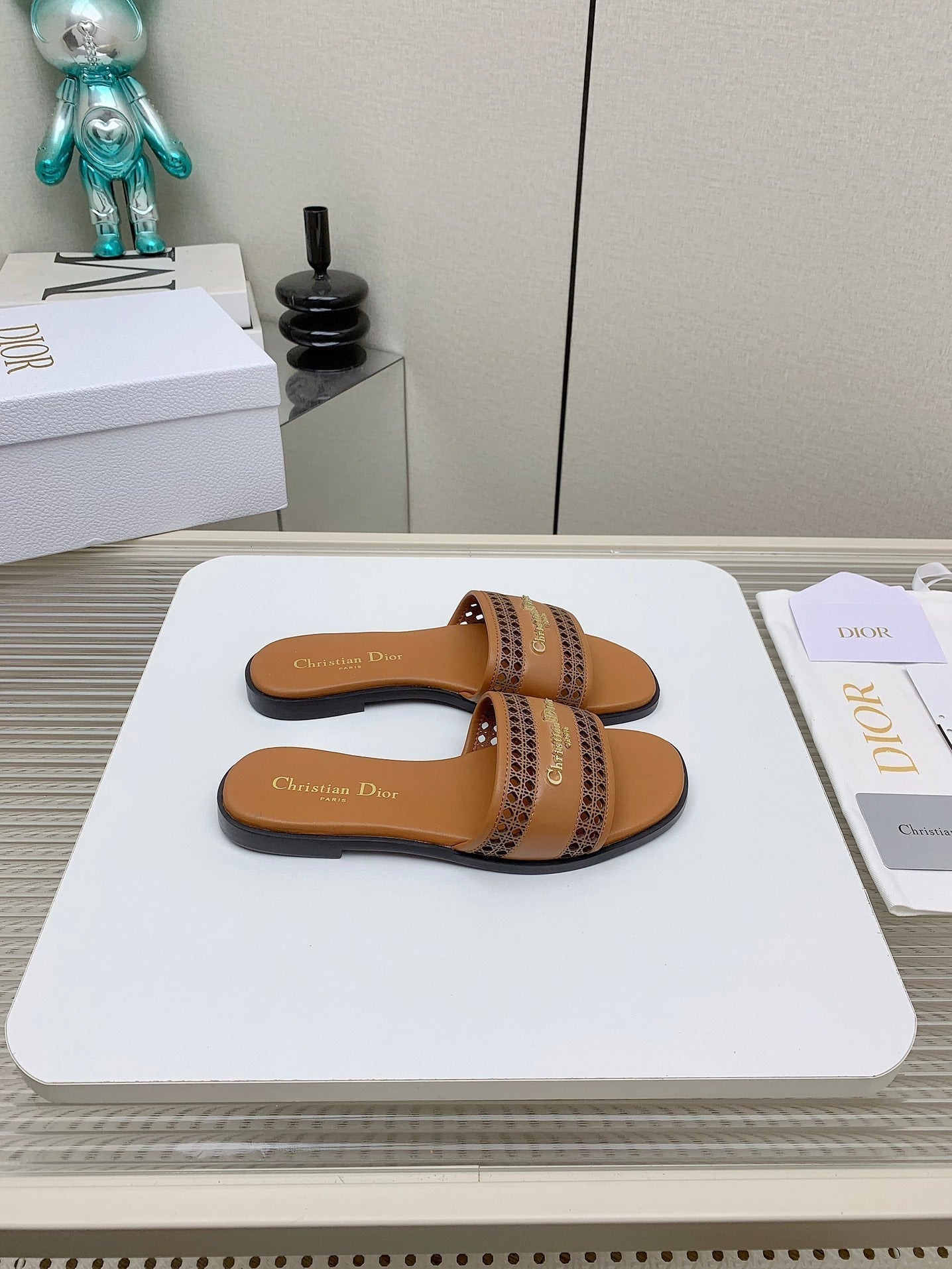 DIOR D-Lane Slide In Brown Cowhide 106283