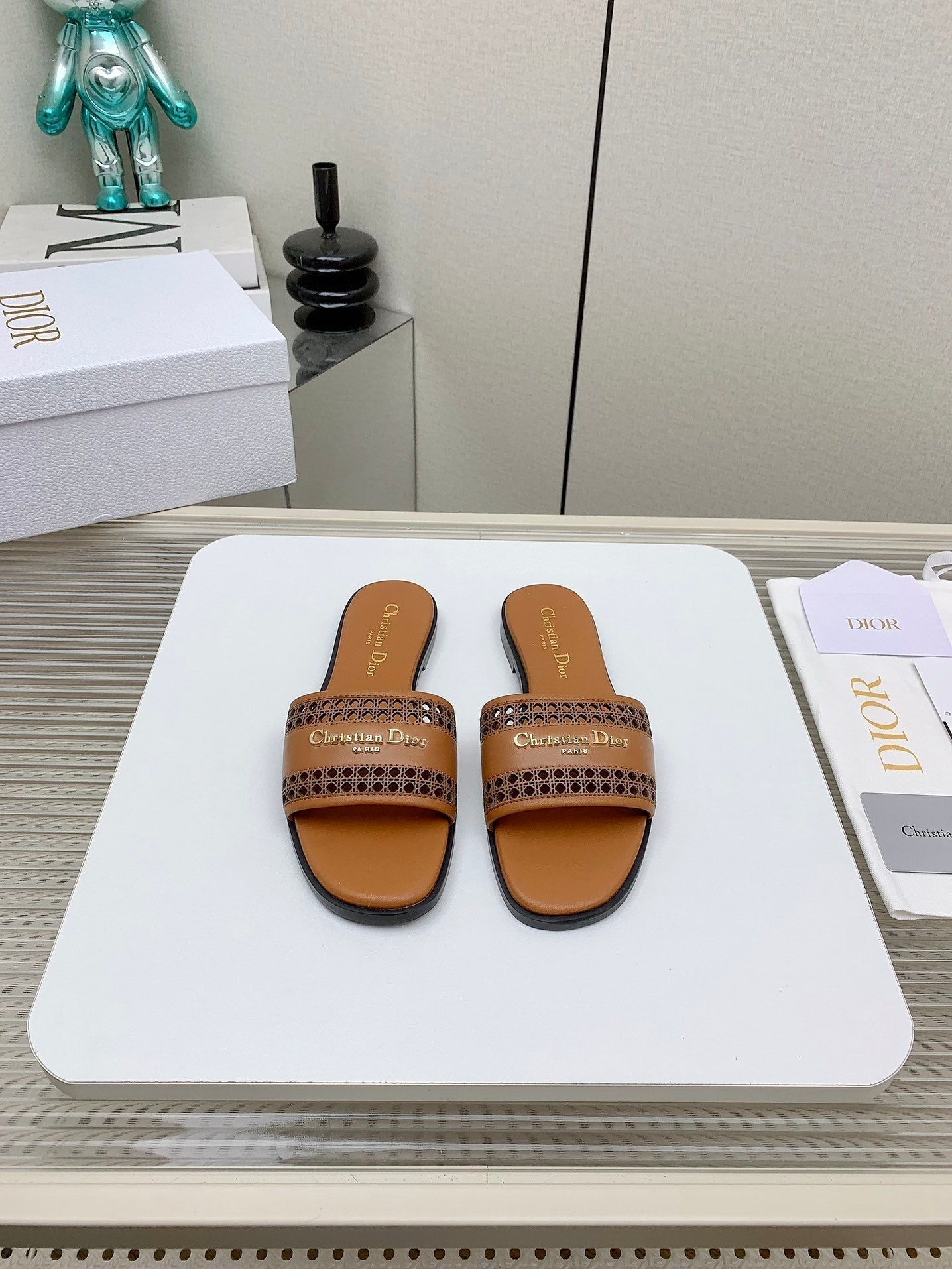 DIOR D-Lane Slide In Brown Cowhide 106283