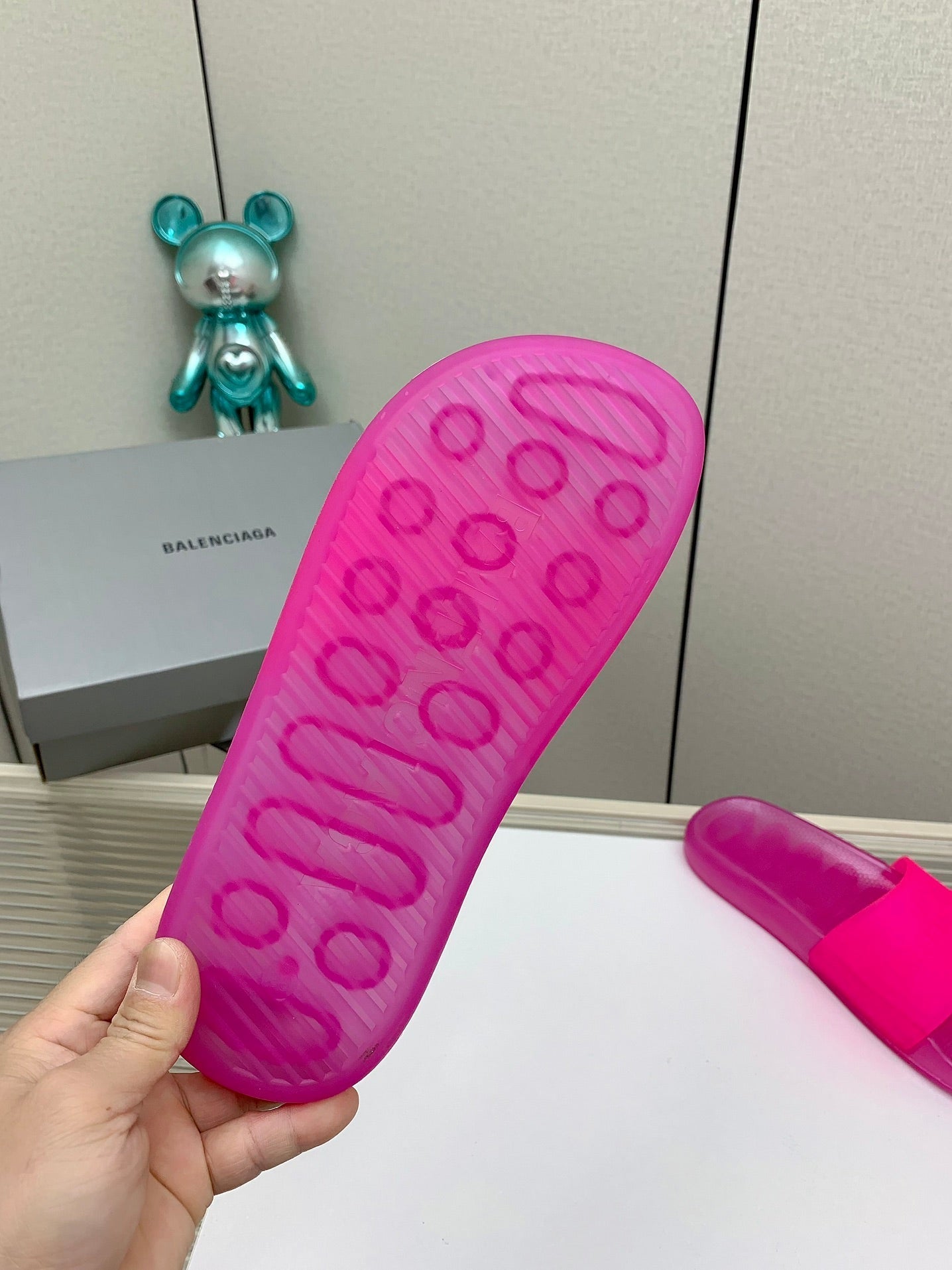 Balanciaga POOL SLIDE SANDAL IN JELLY PINK RUBBER