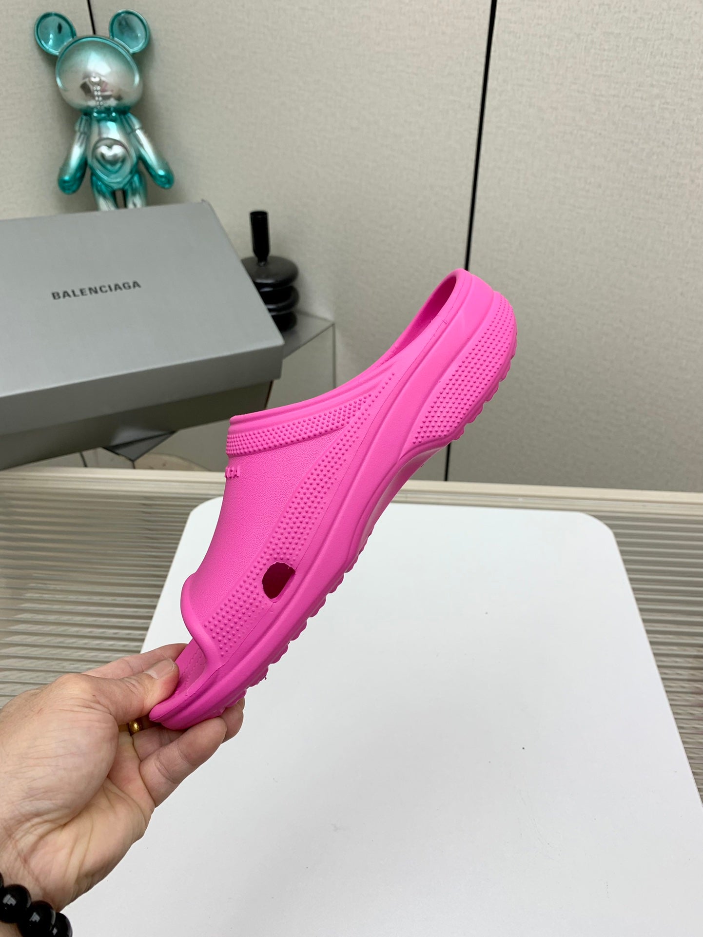 Balanciaga POOL CROCS IN HOT PINK RUBBER