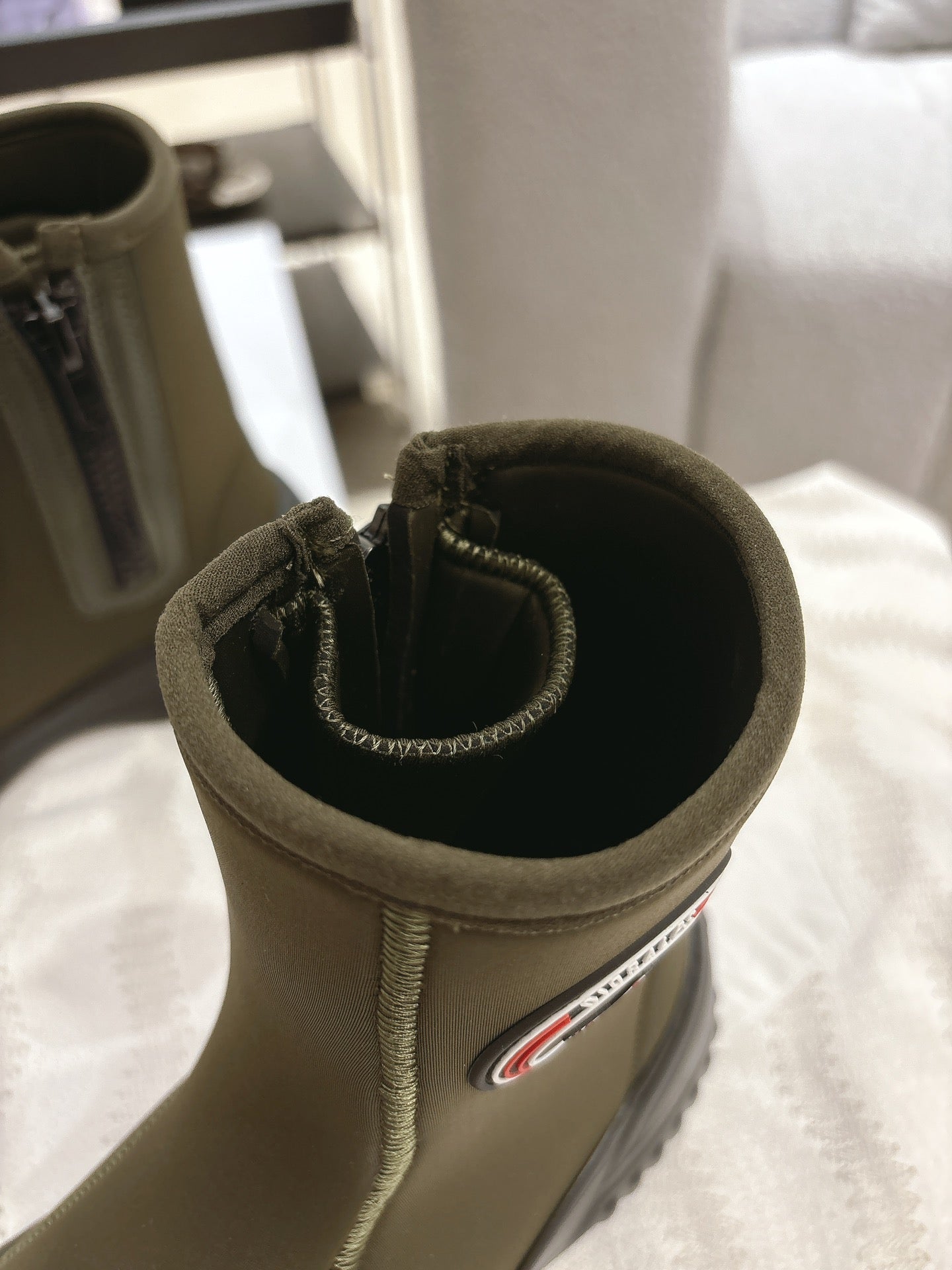 DIOR Ankle Boots Brown Moss Green Elastic Fabric