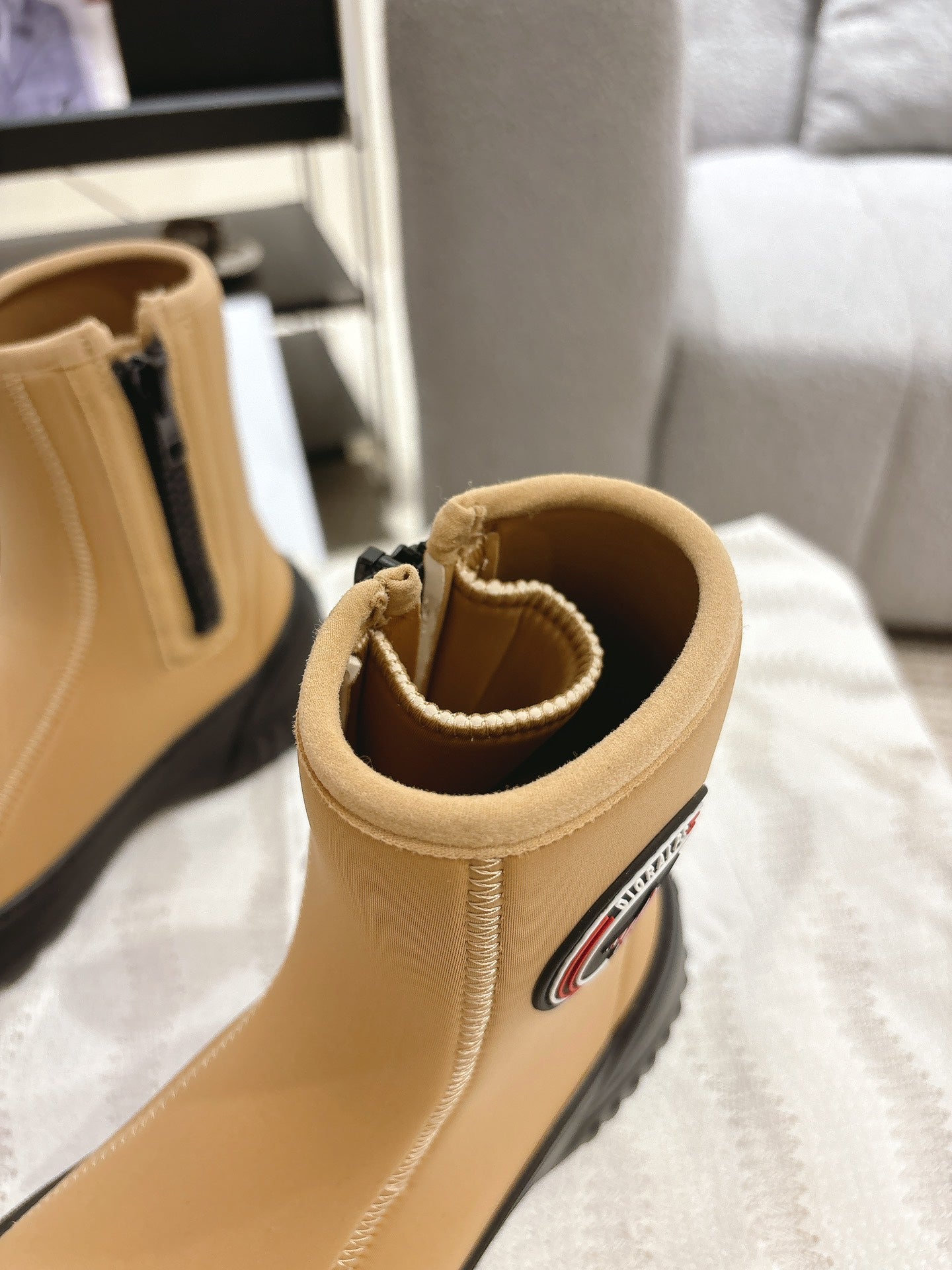 DIOR Ankle Boots Yellow Beige Elastic Fabric