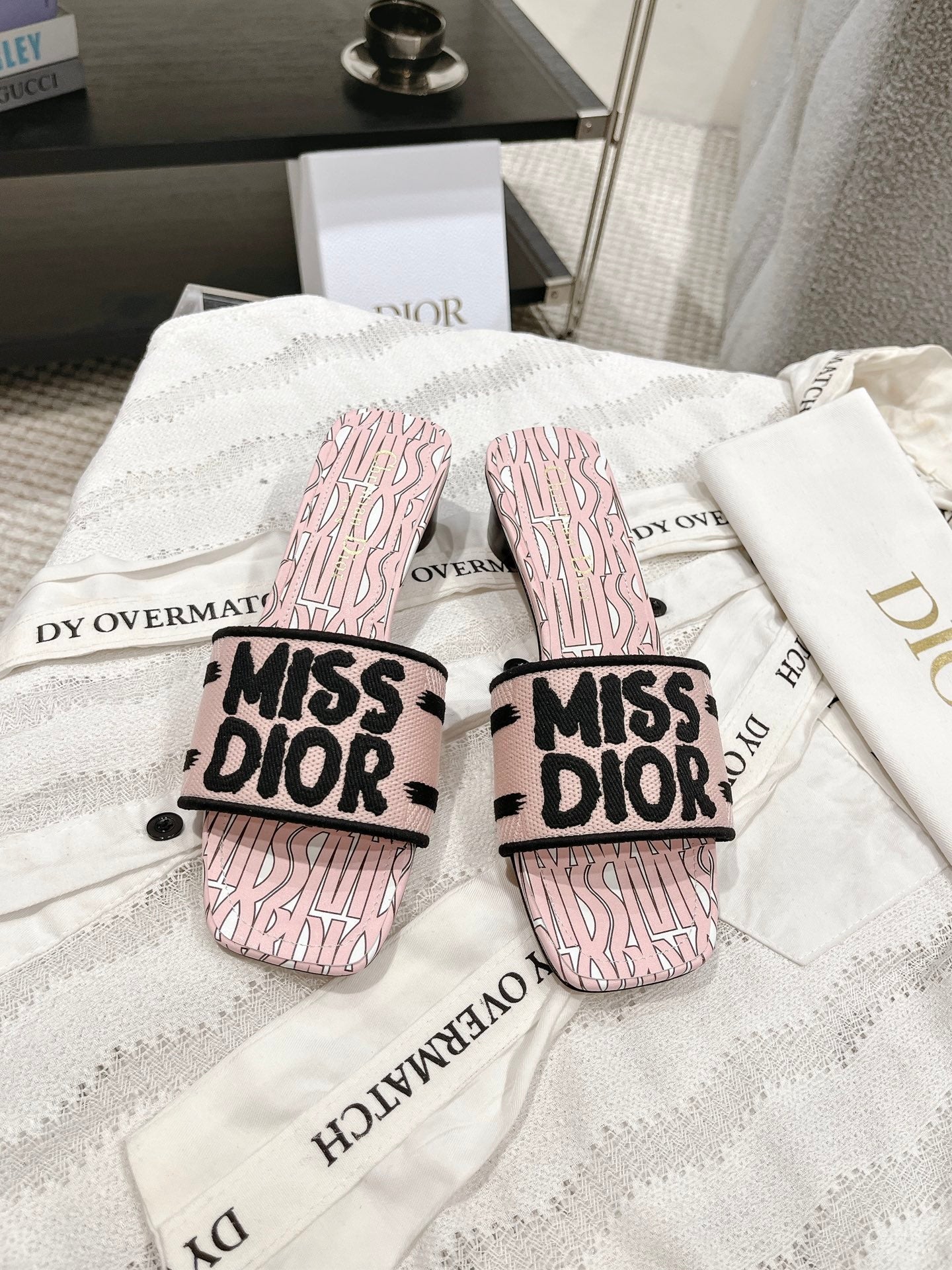 DIOR 25 Mid Heel Mules Cotton Fabric 241433