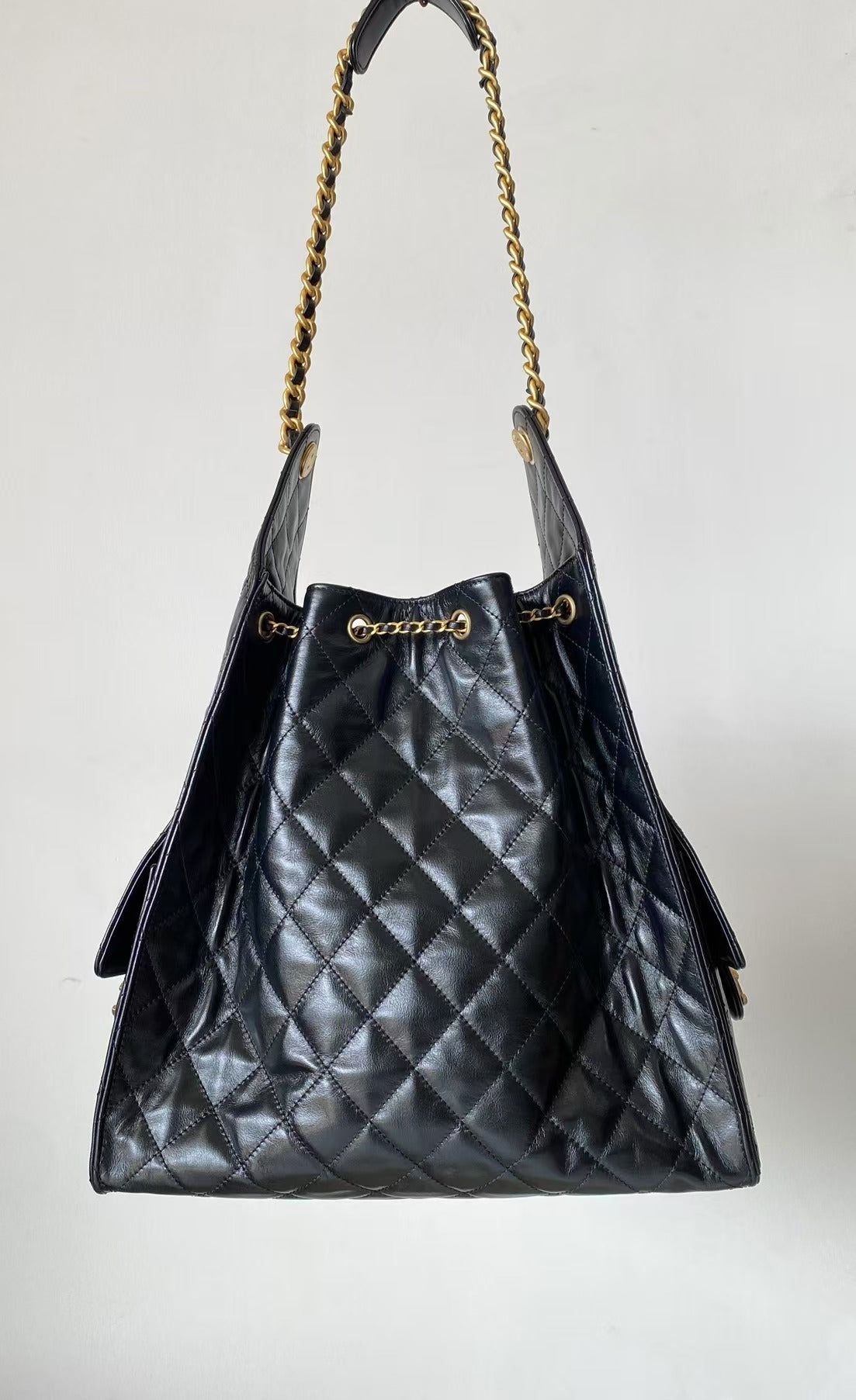 CHANEL 25C Hobo Bags 40cm Black Calfskin