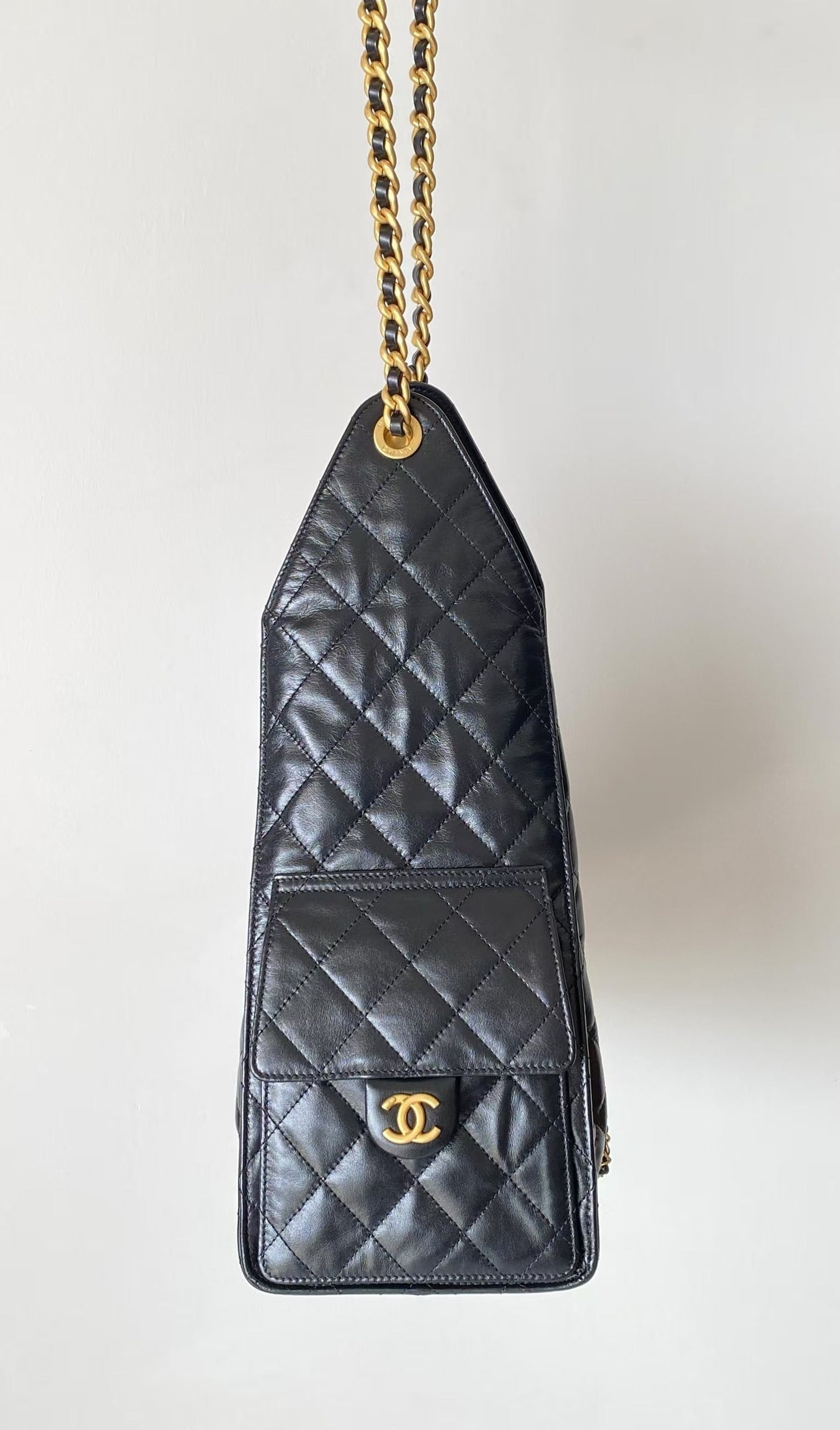 CHANEL 25C Hobo Bags 40cm Black Calfskin