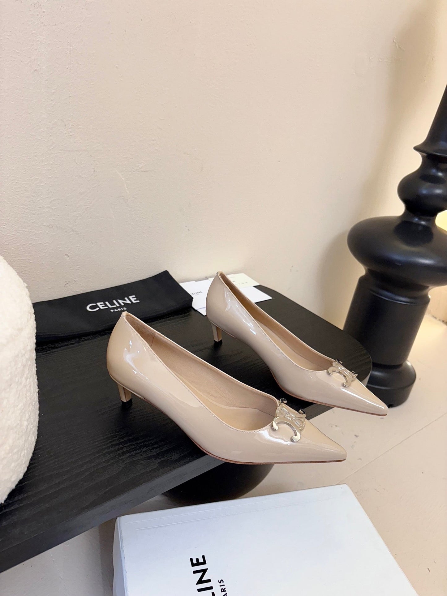 Celine CELINE Pump Nude Patent Calfskin 235699