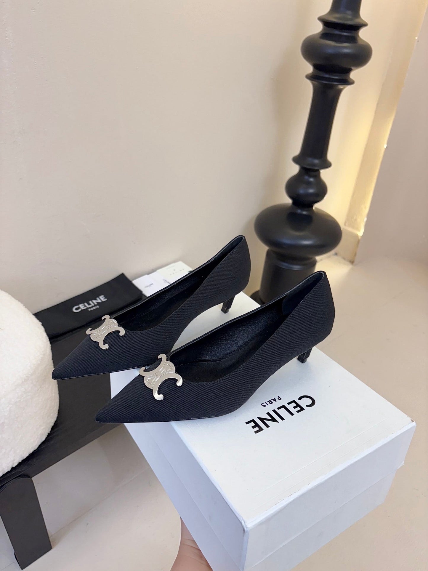 Celine CELINE Pump Black Fabric 235702