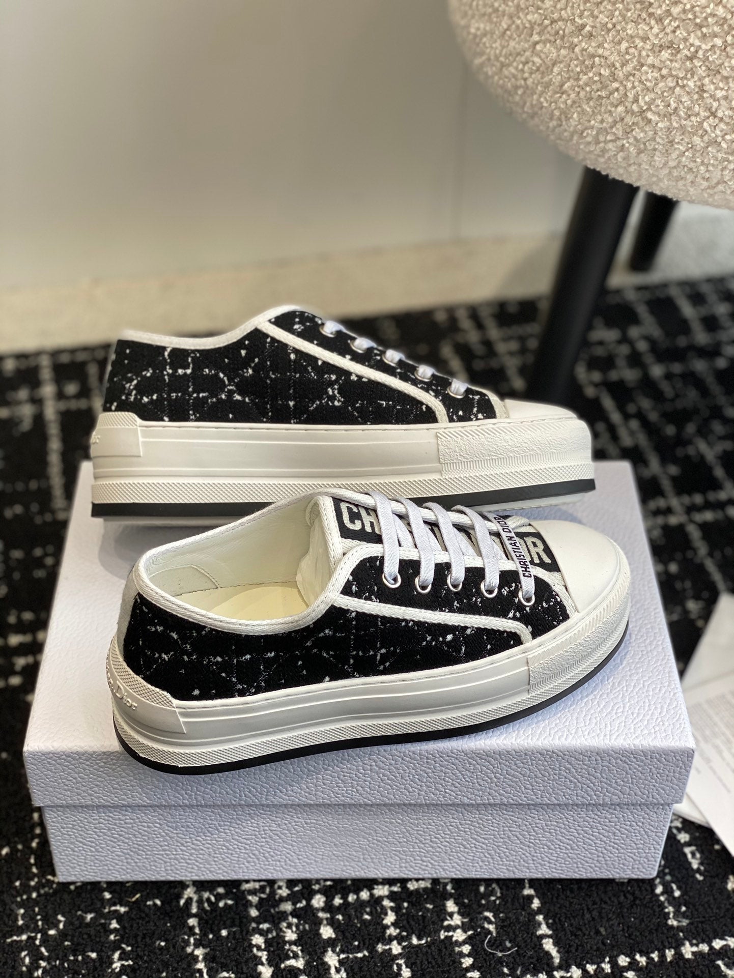DIOR walkn 45 black cannage tweed calskin