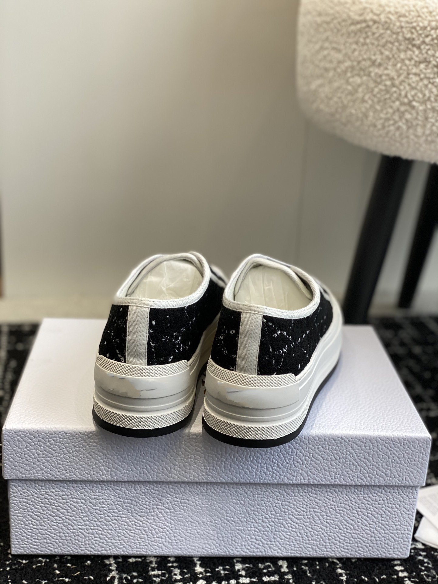 DIOR walkn 45 black cannage tweed calskin