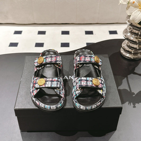 CHANEL 25 Dad Sandal Mule Multicolor Fabric 237575