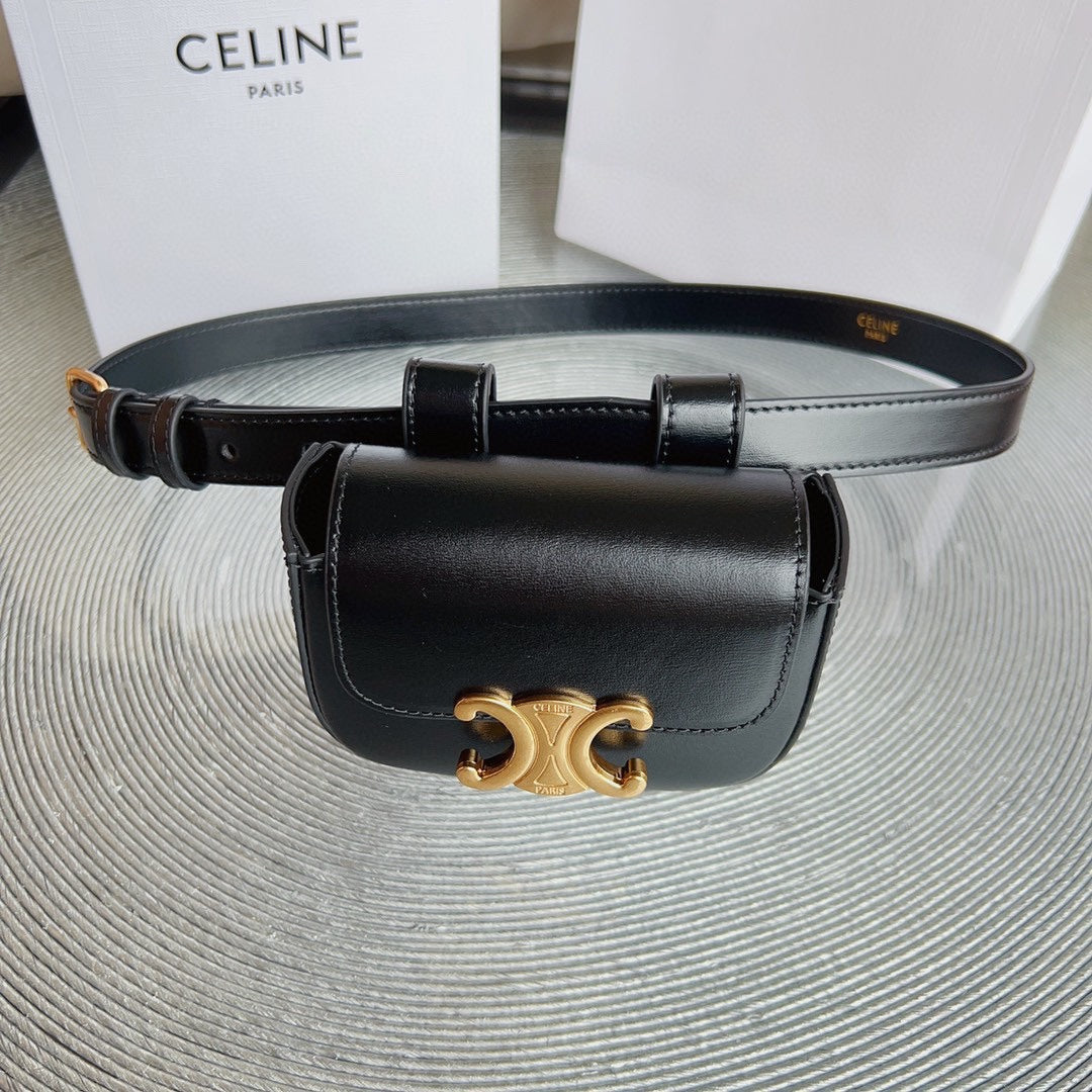 Celine celin black calfskin belt bag