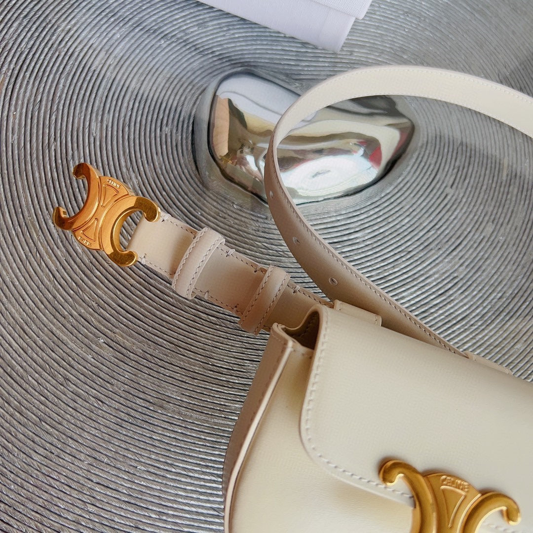Celine cream calfskin belt bag triomphe gold buckle