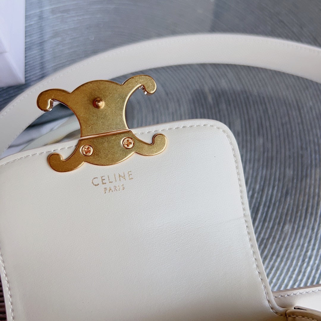 Celine cream calfskin belt bag triomphe gold buckle