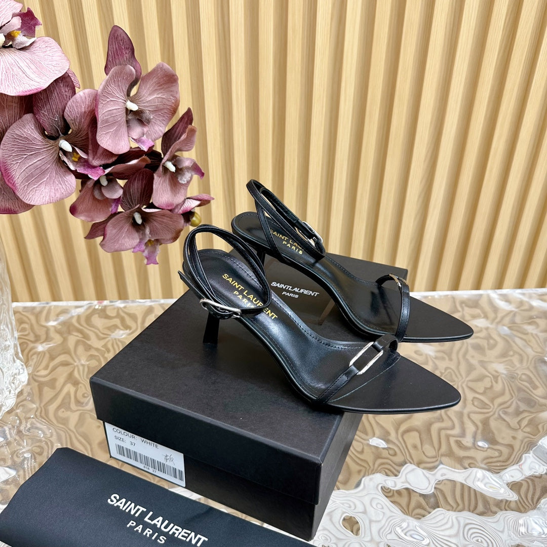 Saint Laurent KITTY SANDALS 70 IN BLACK LEATHER