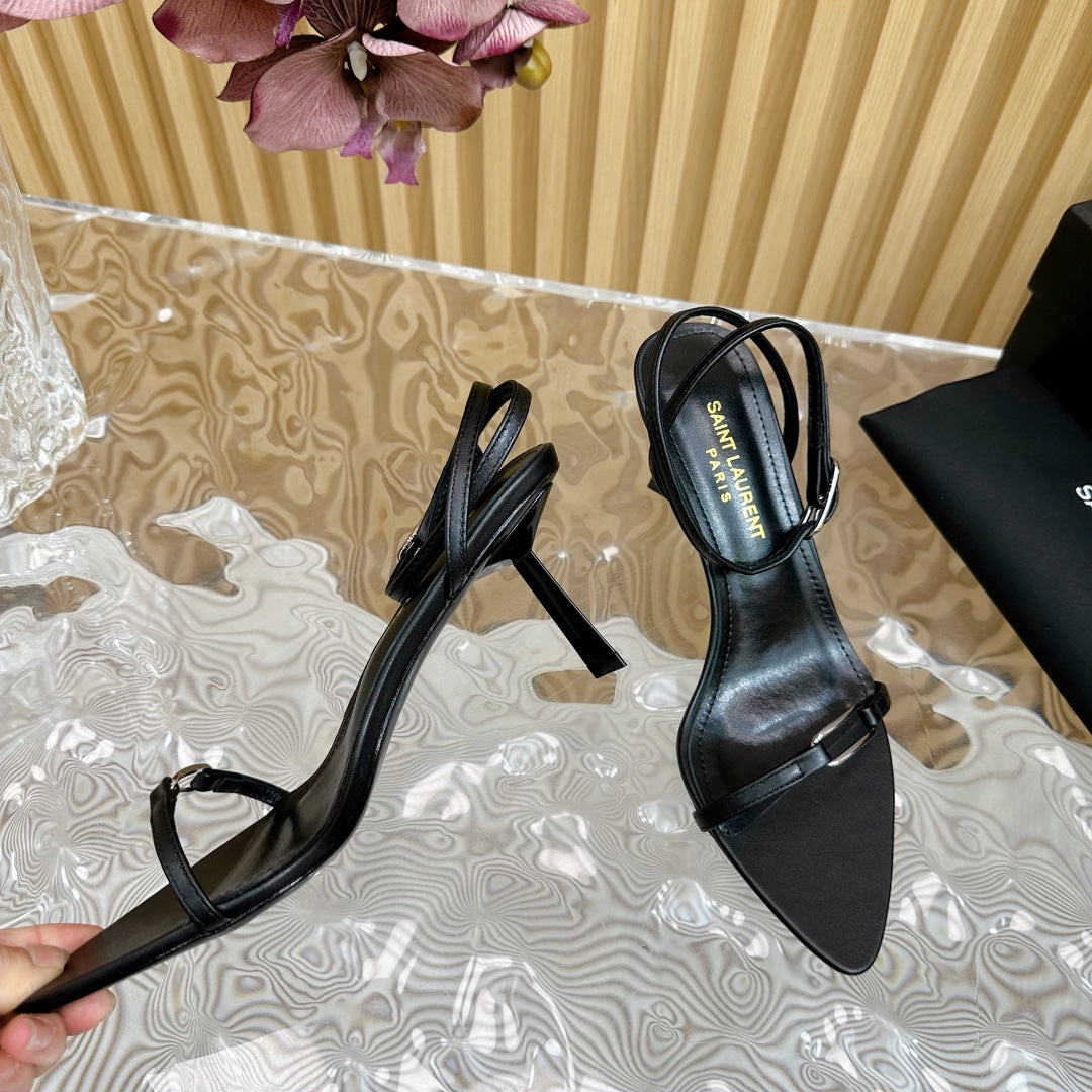 Saint Laurent KITTY SANDALS 70 IN BLACK LEATHER