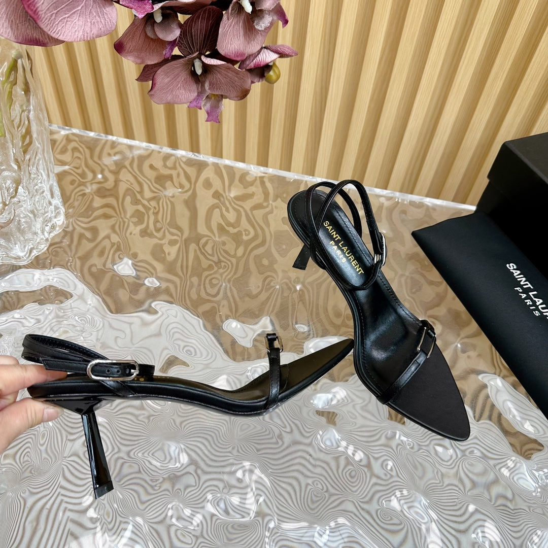 Saint Laurent KITTY SANDALS 70 IN BLACK LEATHER