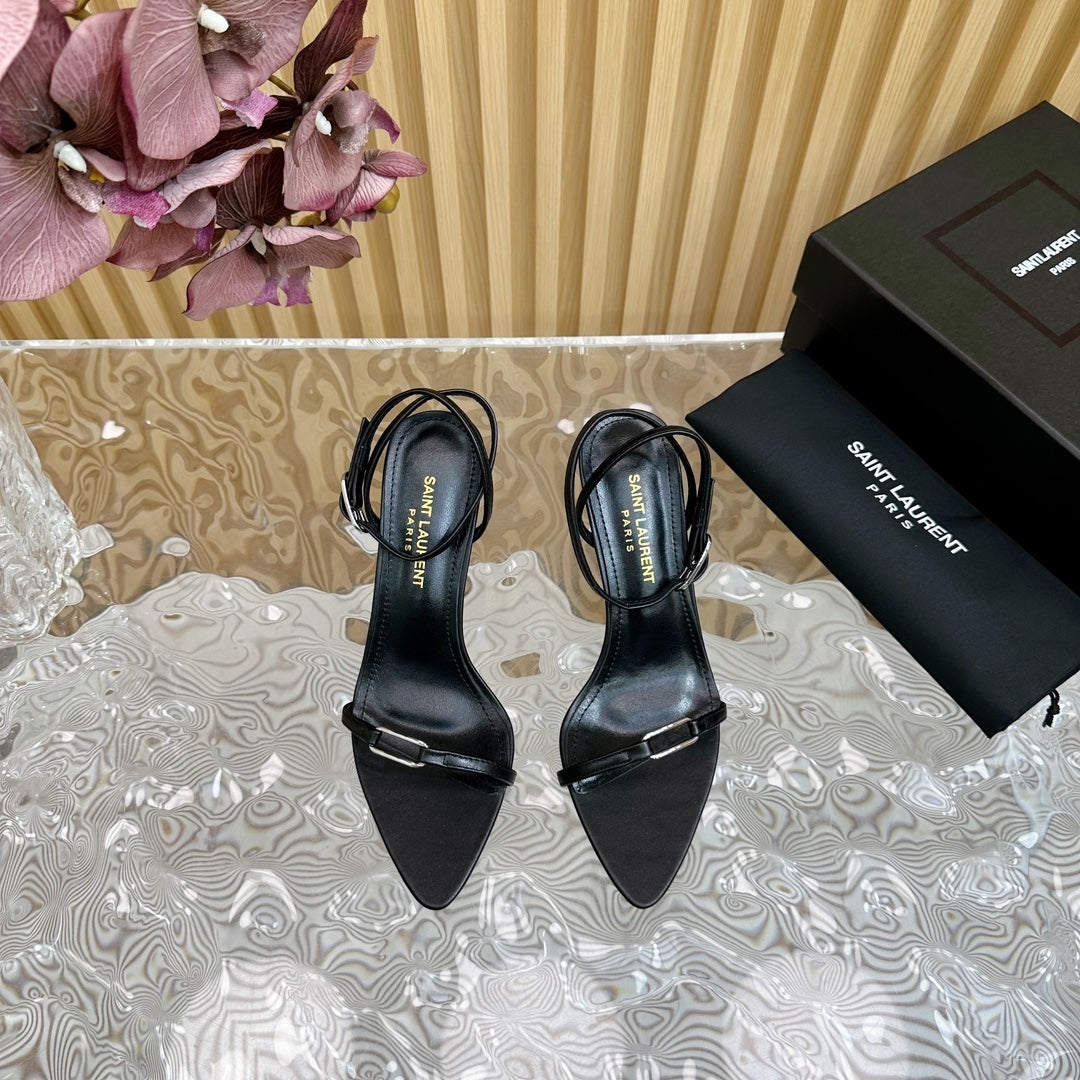 Saint Laurent KITTY SANDALS 70 IN BLACK LEATHER