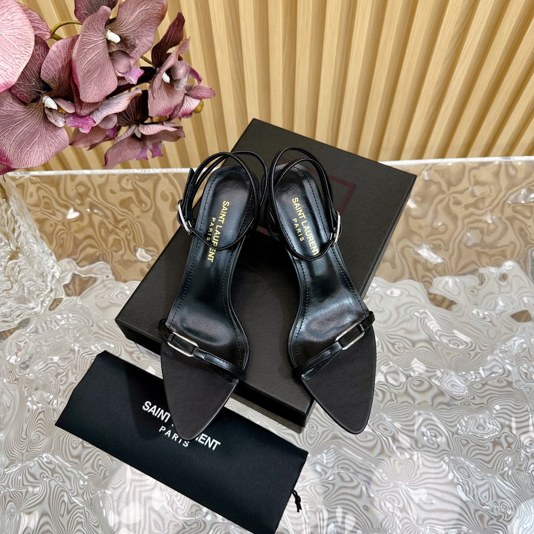 Saint Laurent KITTY SANDALS 70 IN BLACK LEATHER