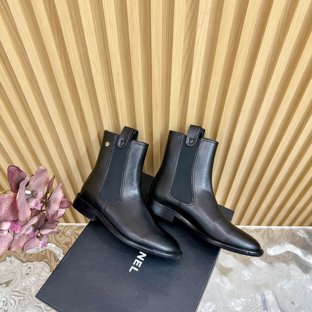CHANEL Ankle Boots 25mm Black Calfskin
