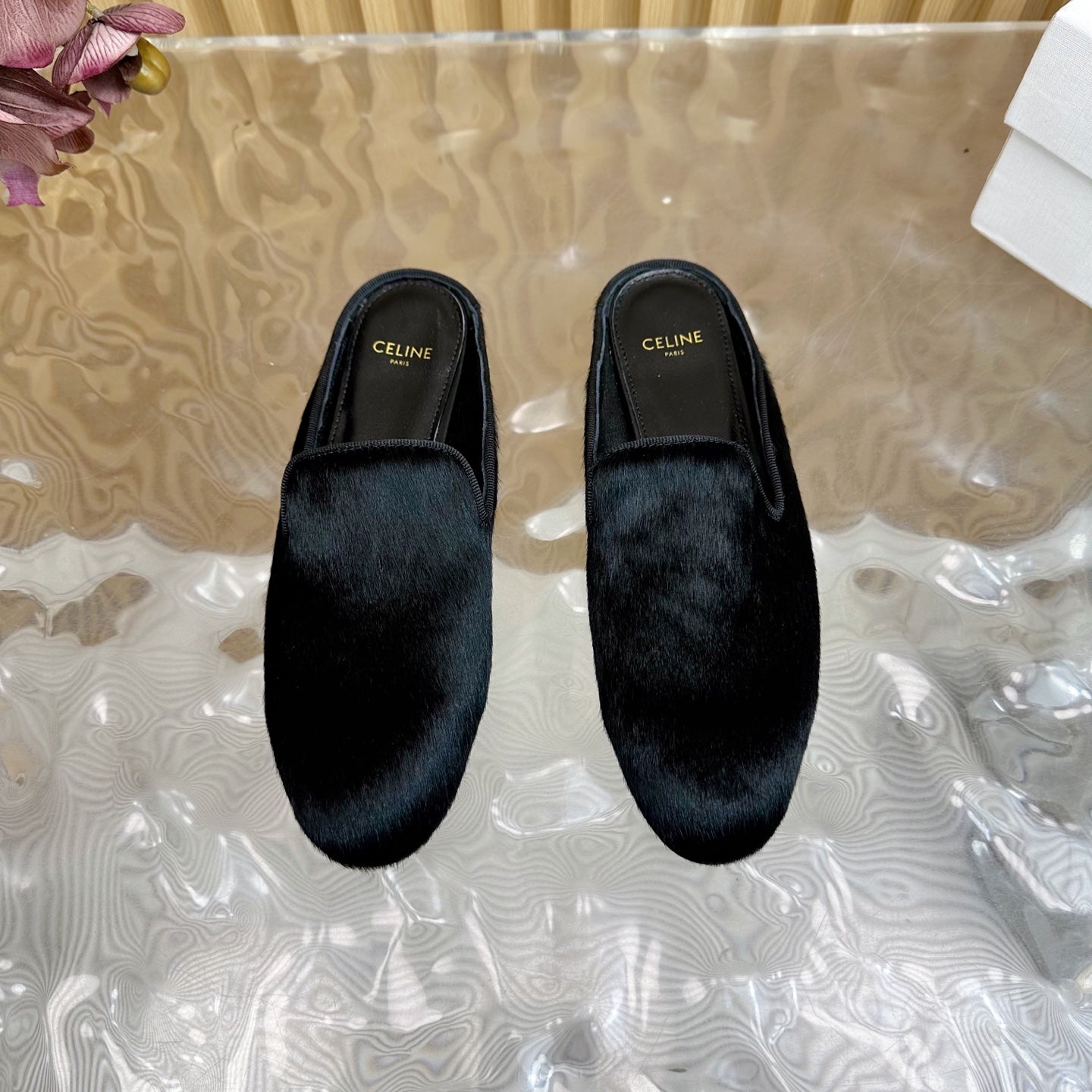 Celine CELINE 25 Slippers Black Velvet 285912