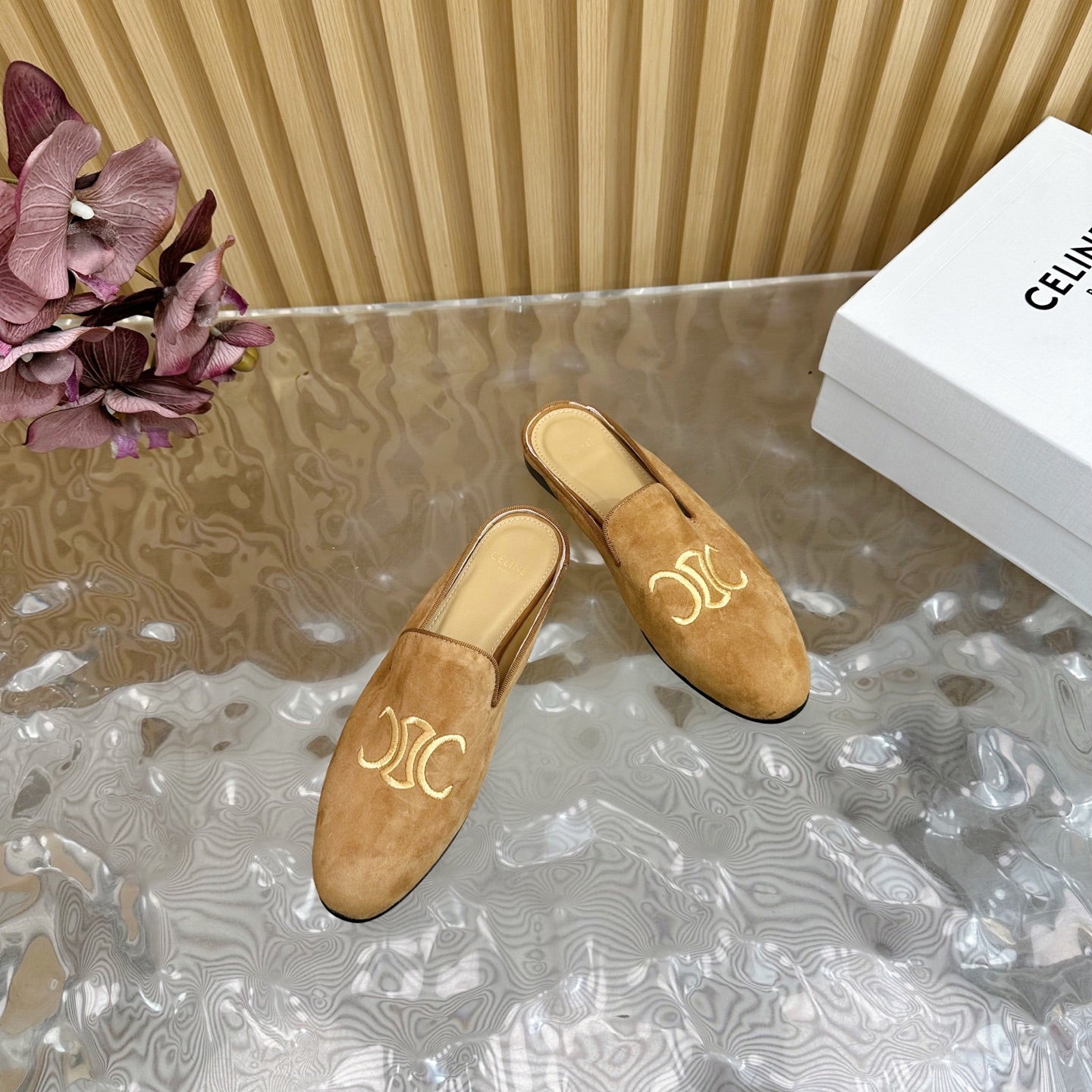 Celine CELINE 25 Slippers Brown Suede 285916