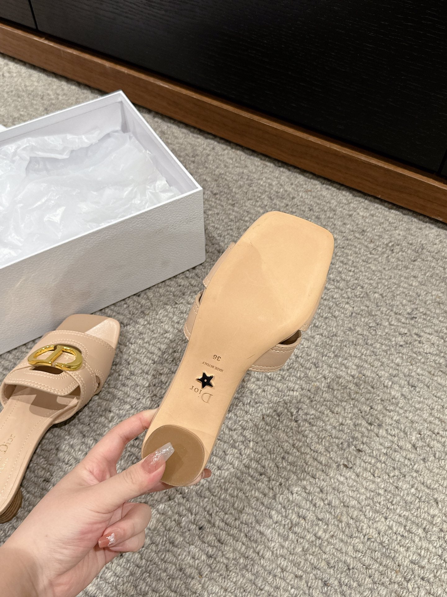 DIOR sandal mule 30 montaigne 35cm beige calfskin