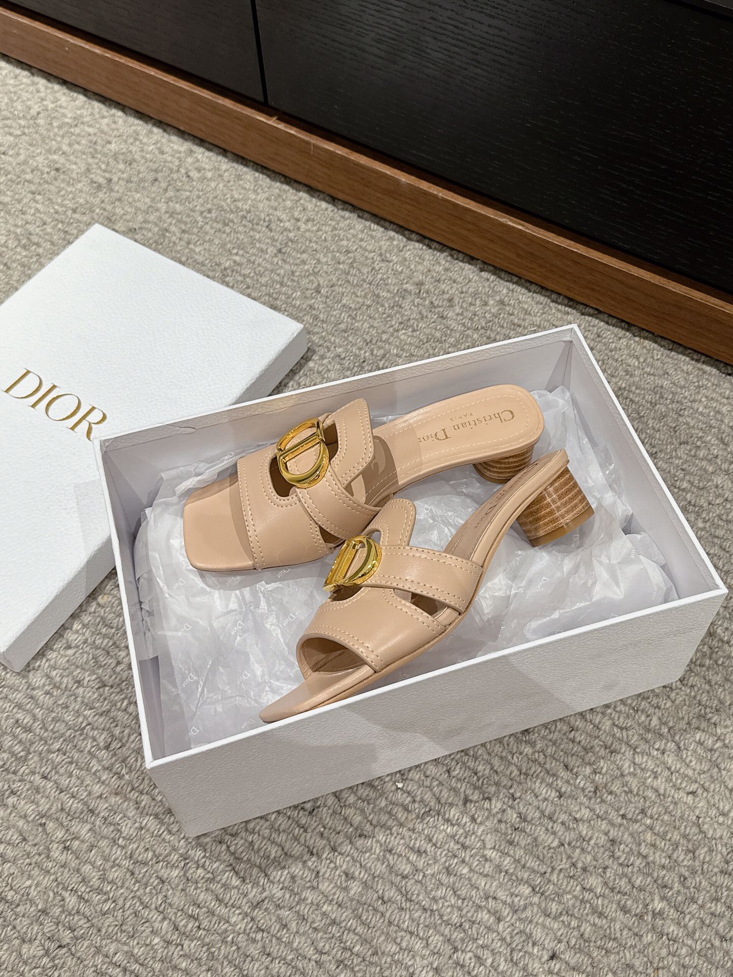 DIOR sandal mule 30 montaigne 35cm beige calfskin